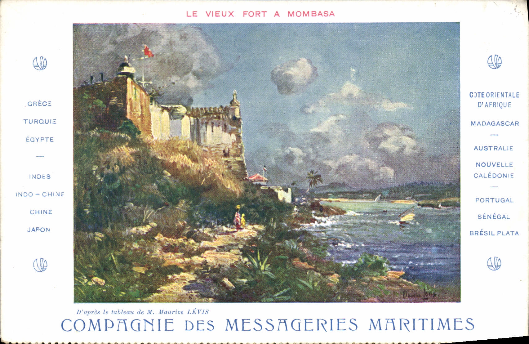 CPA Bateau Compagnie des Messageries Maritimes Le vieux fort a Mombasa