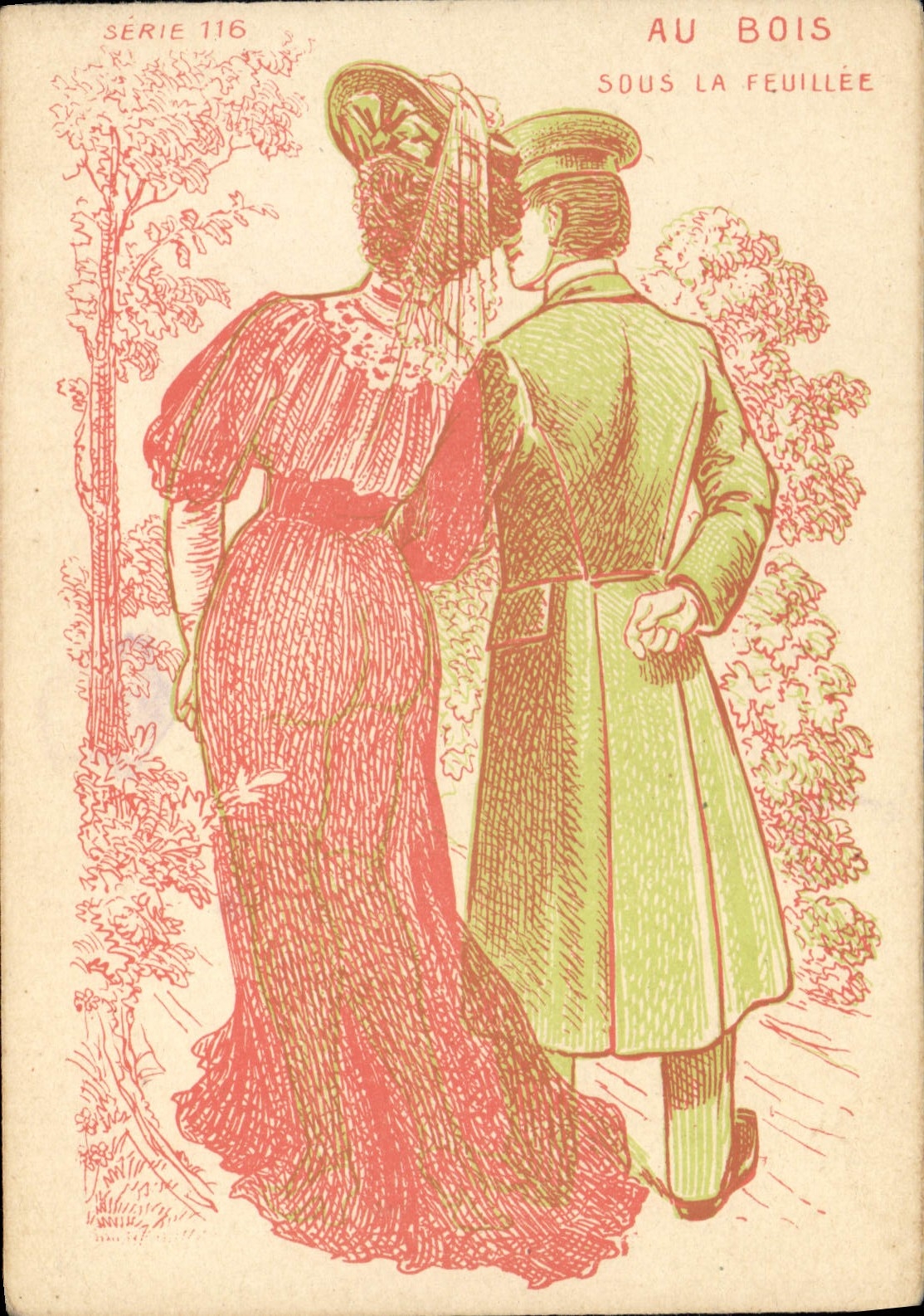 CPA Nu erotique Femme Au bois sous la feuillee