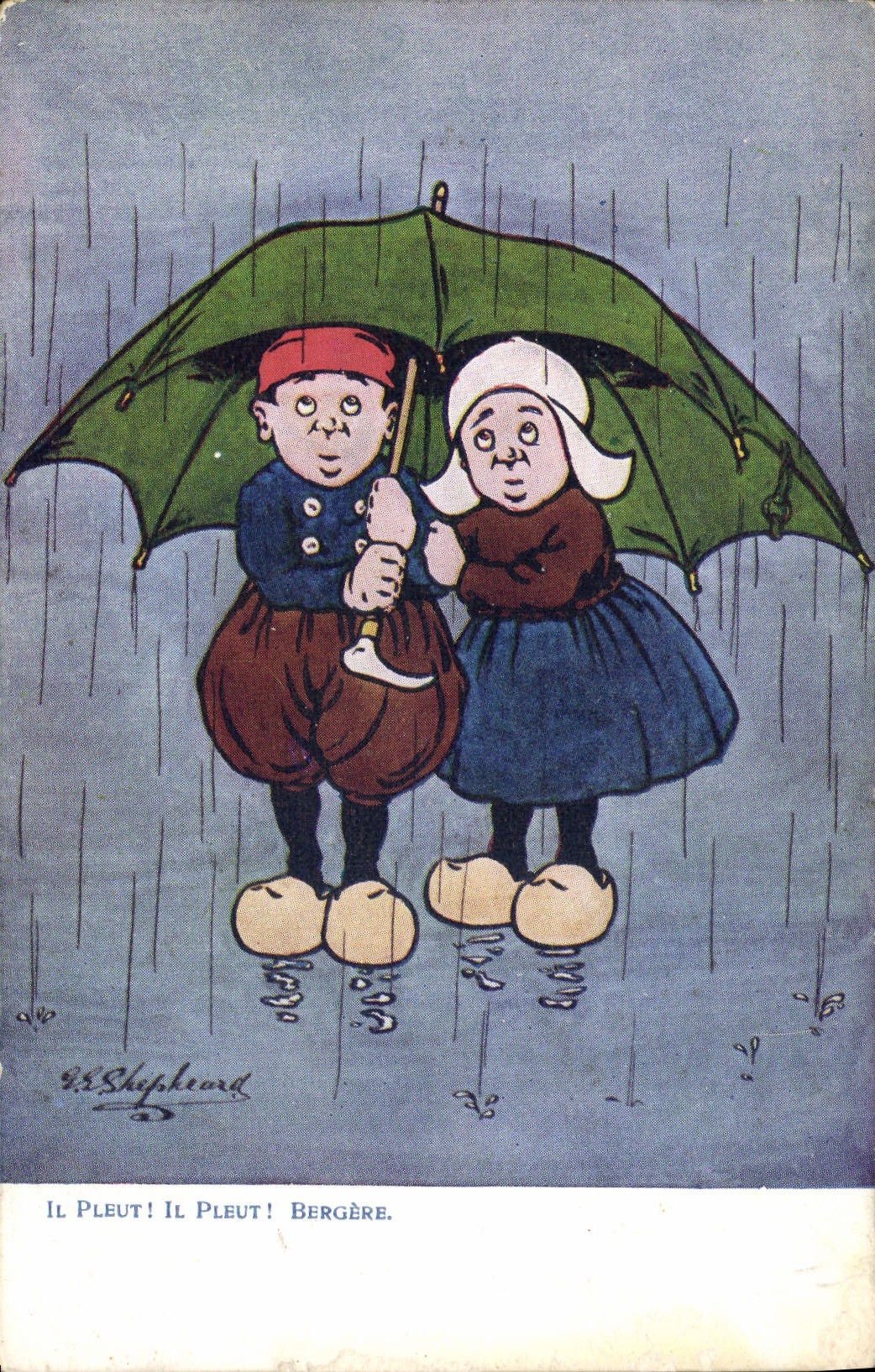 CPA Fantaisie Illustrateur Il pleur Il pleur Bergere Enfants Shapleaca