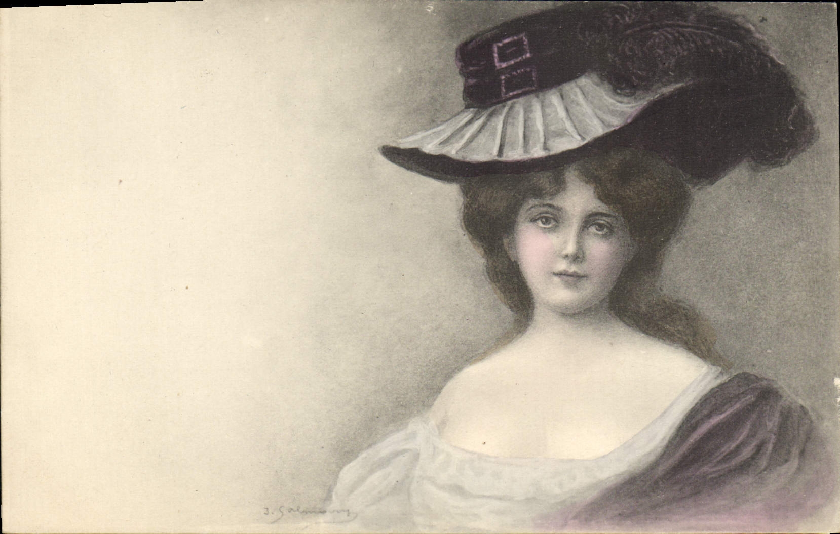 CPA Fantaisie Illustrateur Femme Chapeau