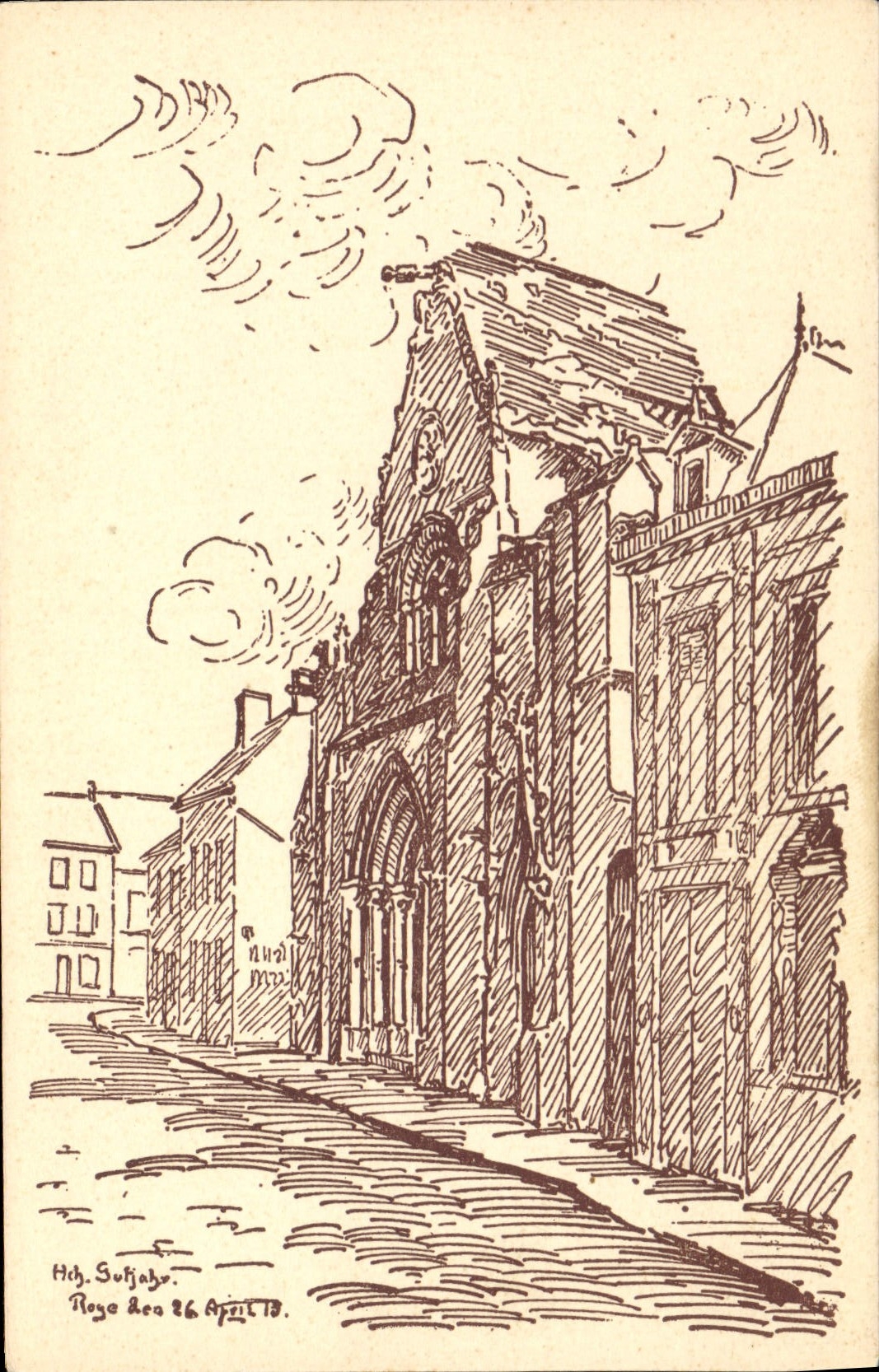 VINTAGE POSTCARD Fantasy Kirche Illustrator in Roye