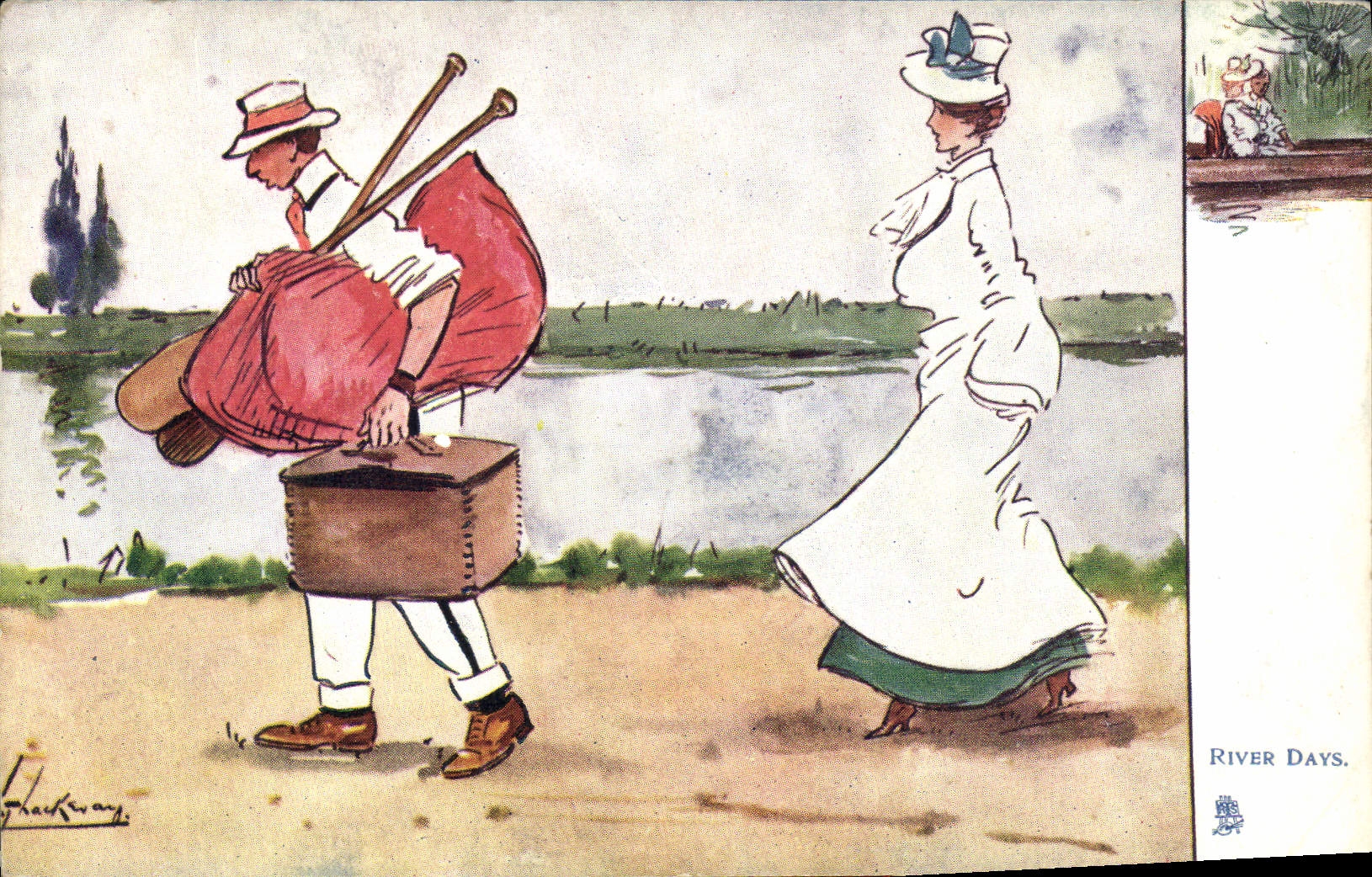 VINTAGE POSTCARD Fantasy Illustrator Woman To rivet Days