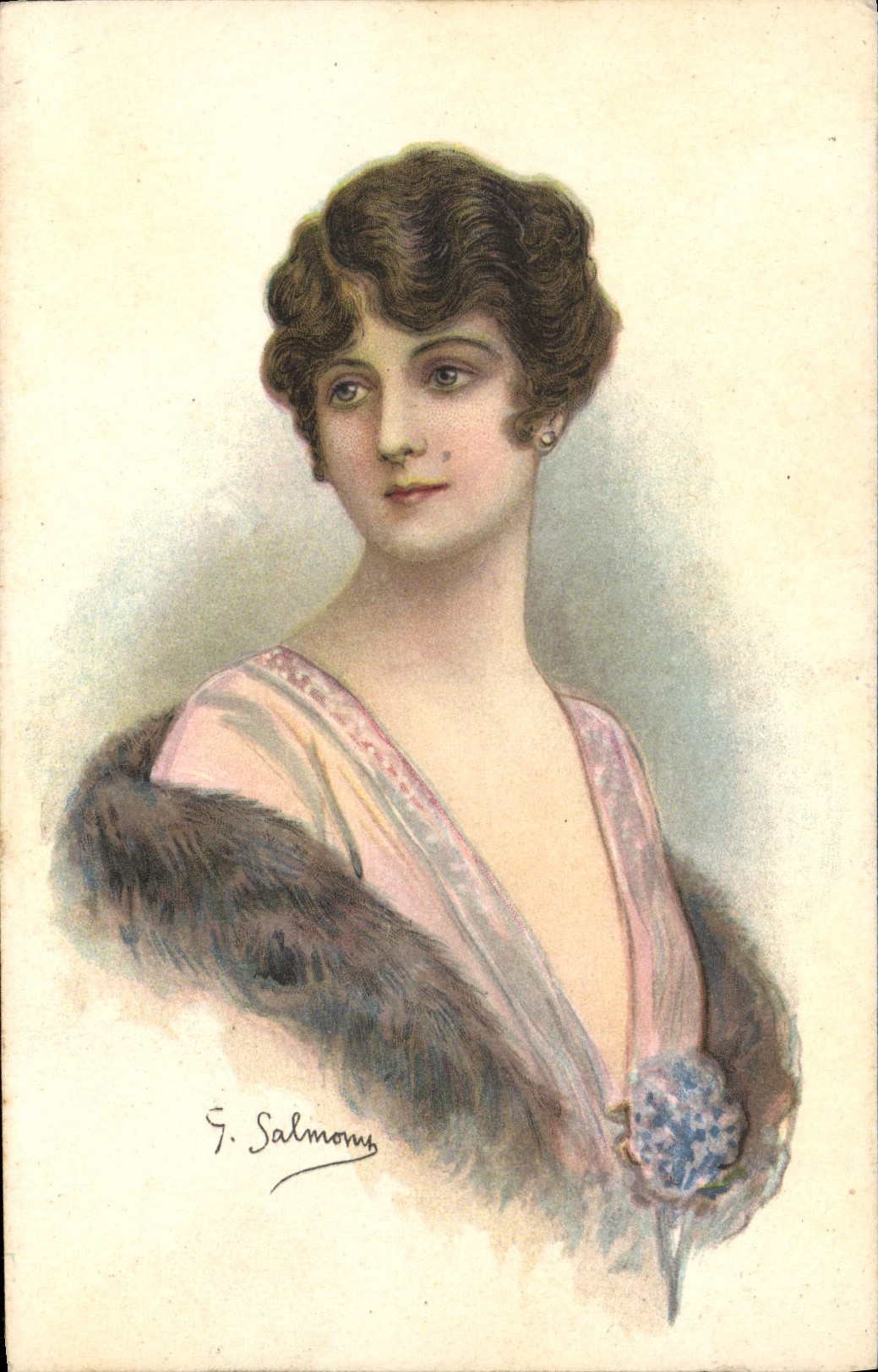 VINTAGE POSTCARD Fantasy Illustrator Salmons Woman