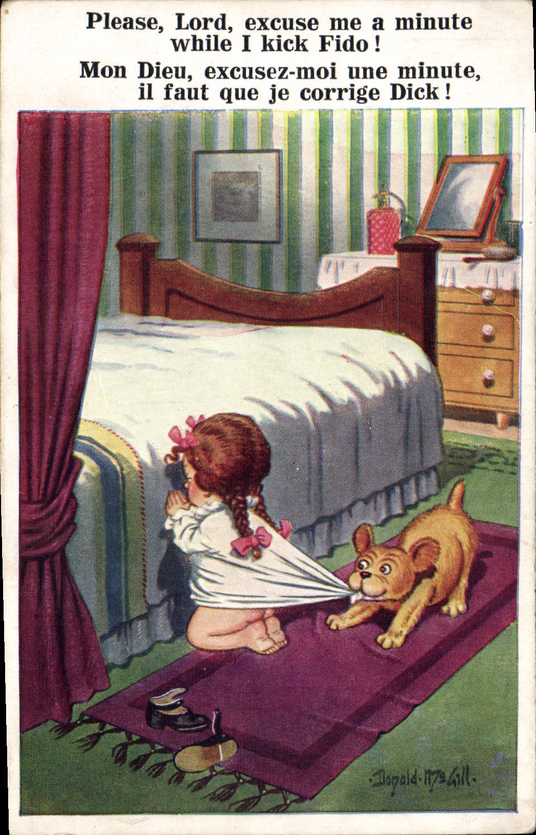 CPA Fantaisie Illustrateur Enfant Chien Donald Mc Gill