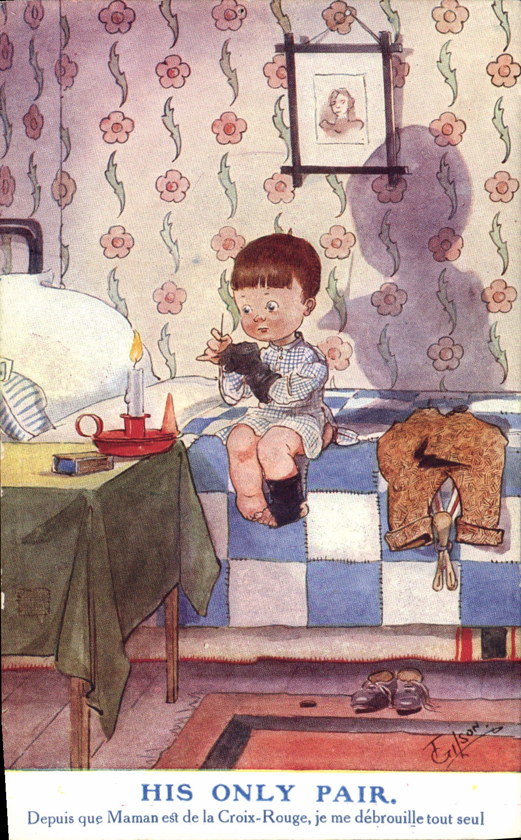 CPA Fantaisie Illustrateur Enfant His only pair 