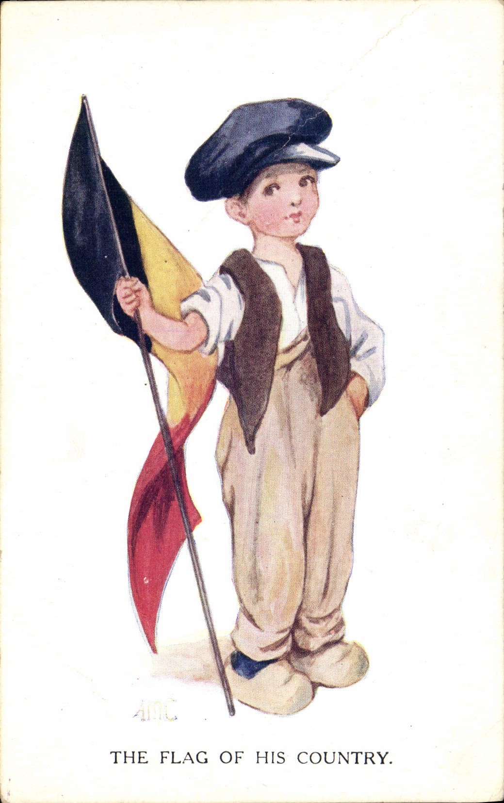 VINTAGE POSTCARD Fantasy Illustrator Child Belgium Flag