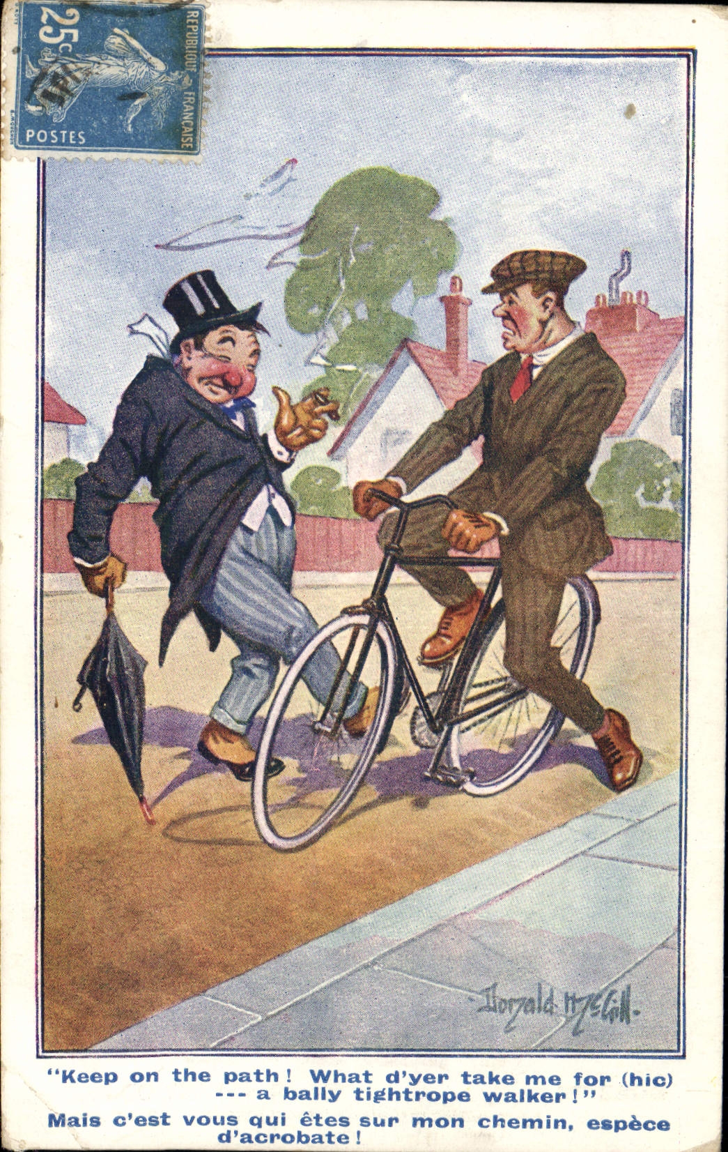 CPA Fantaisie Illustrateur Homme Velo Cycle Donald Mc Gill