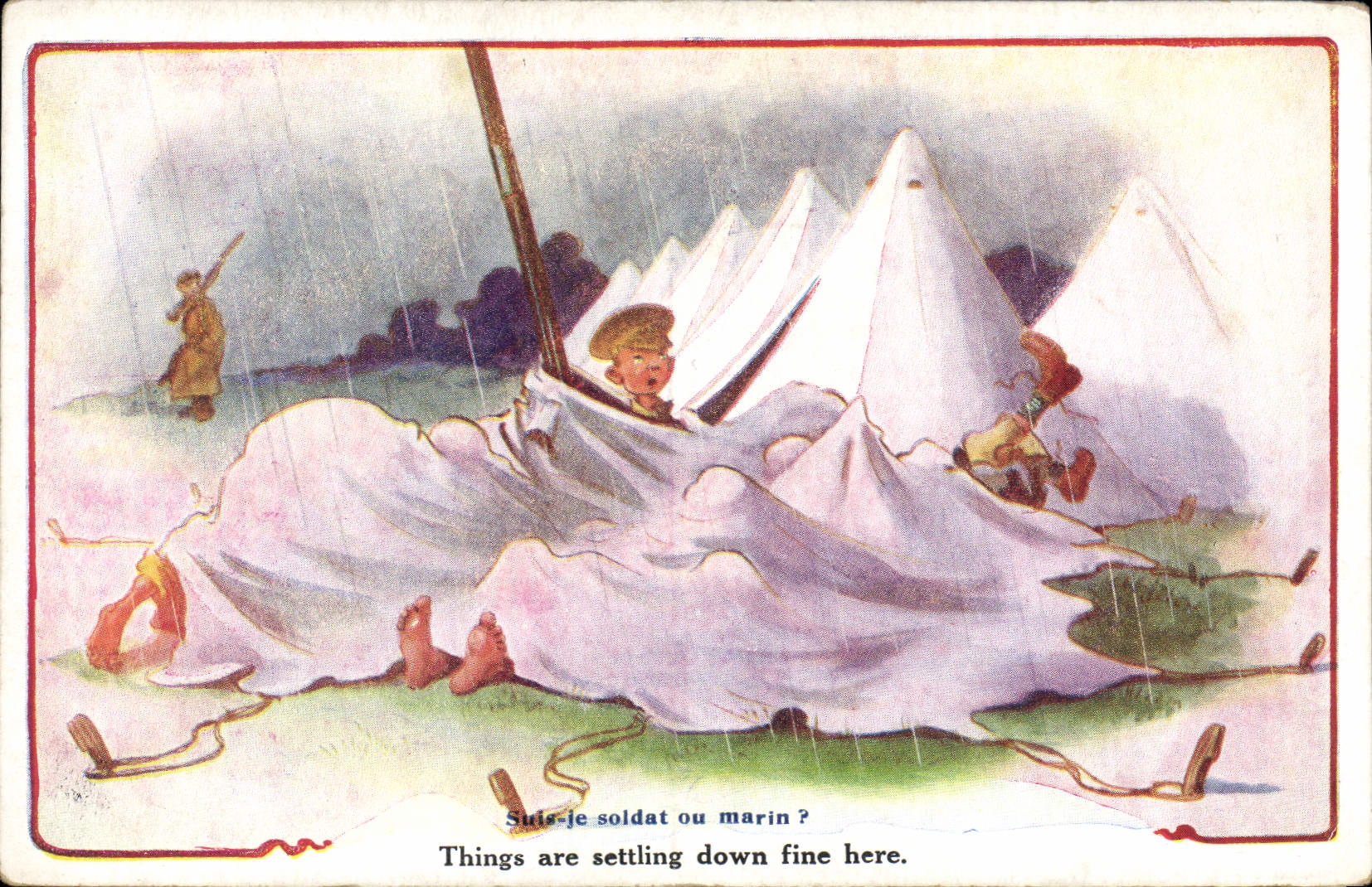 El niño del ilustrador de Fantaisie de la POSTAL de la VENDIMIA es yo soldado o Militaria marina