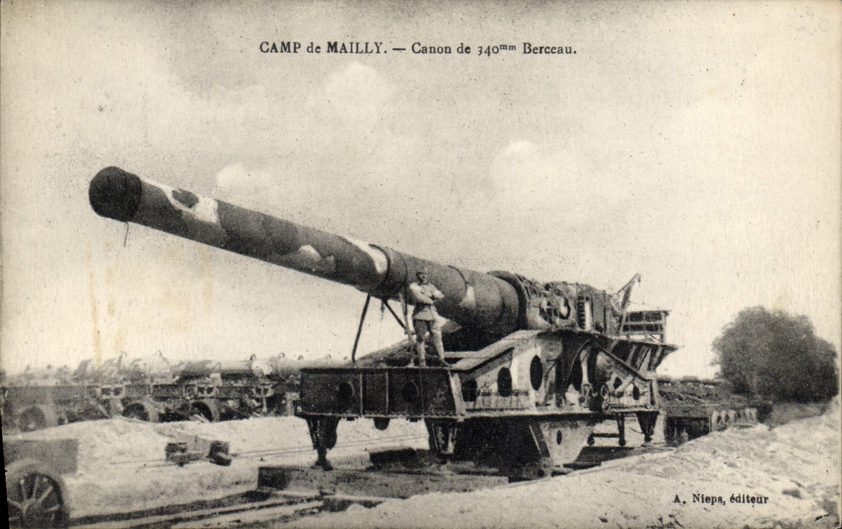 CPA Militaria Camp de Mailly Canon de 340mm berceau 