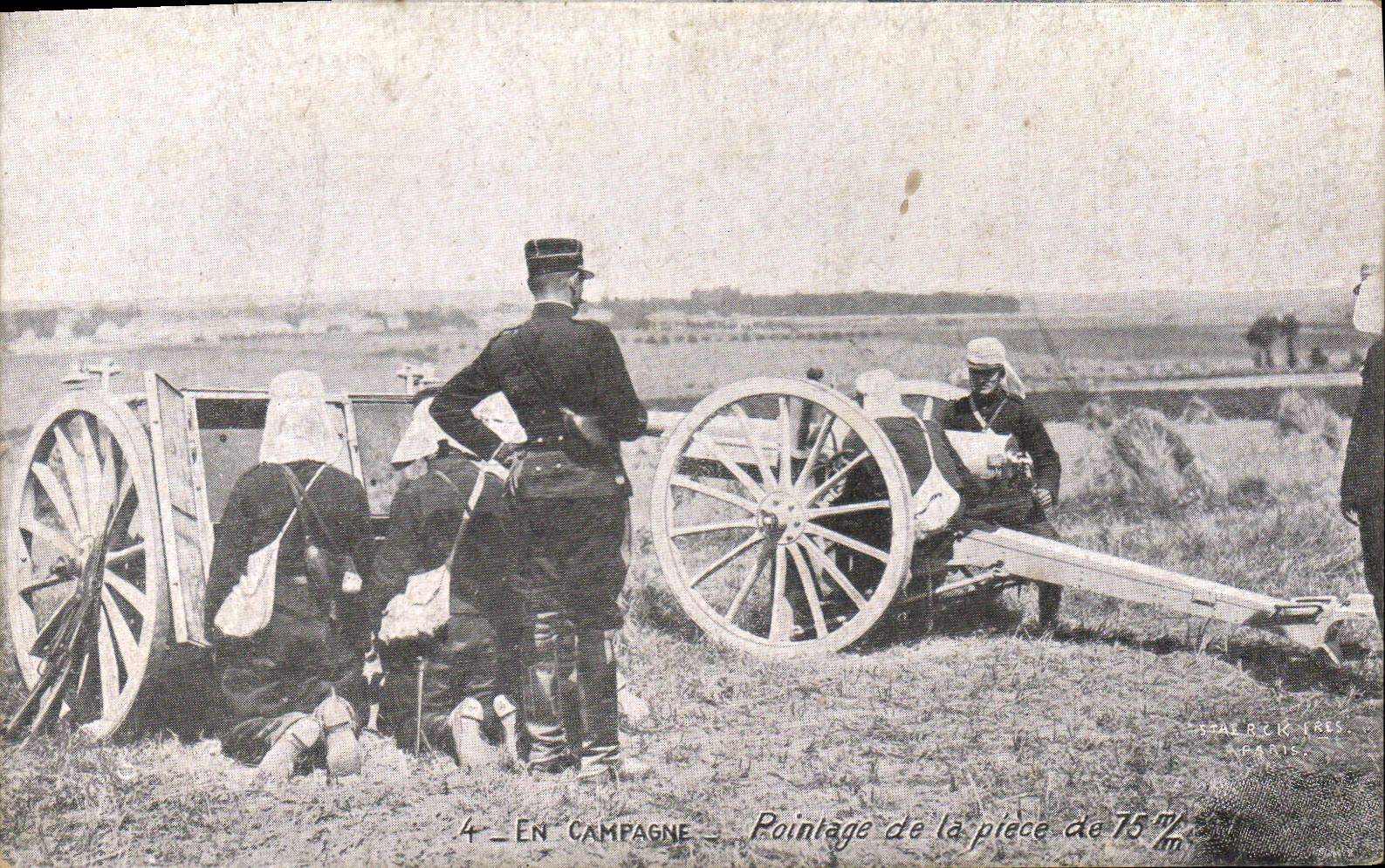 El señalar de Militaria de la POSTAL de la VENDIMIA de la parte 75m m