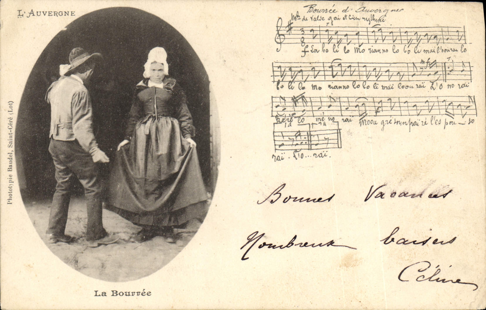 CPA Folklore Auvergne La bourree