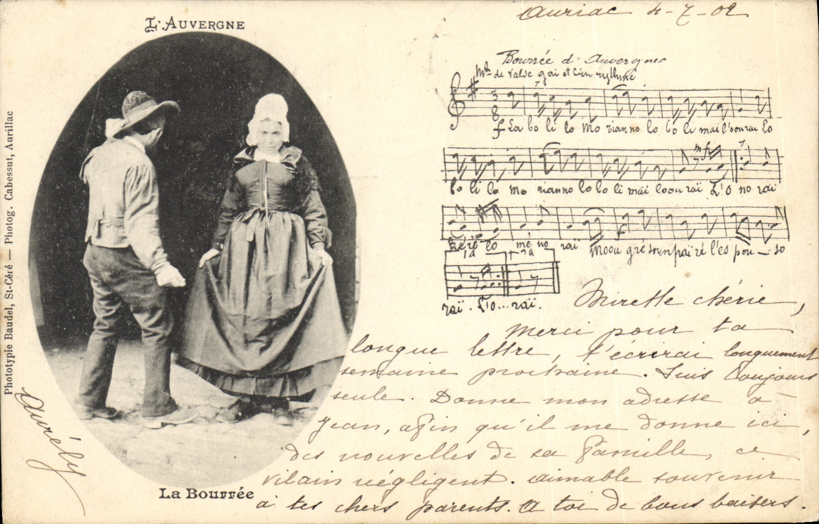CPA Folklore Auvergne La bourree