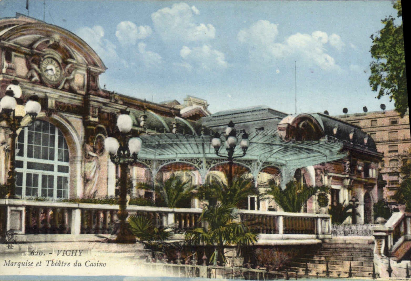 VINTAGE POSTCARD Vichy Marchioness and Theater of the casino