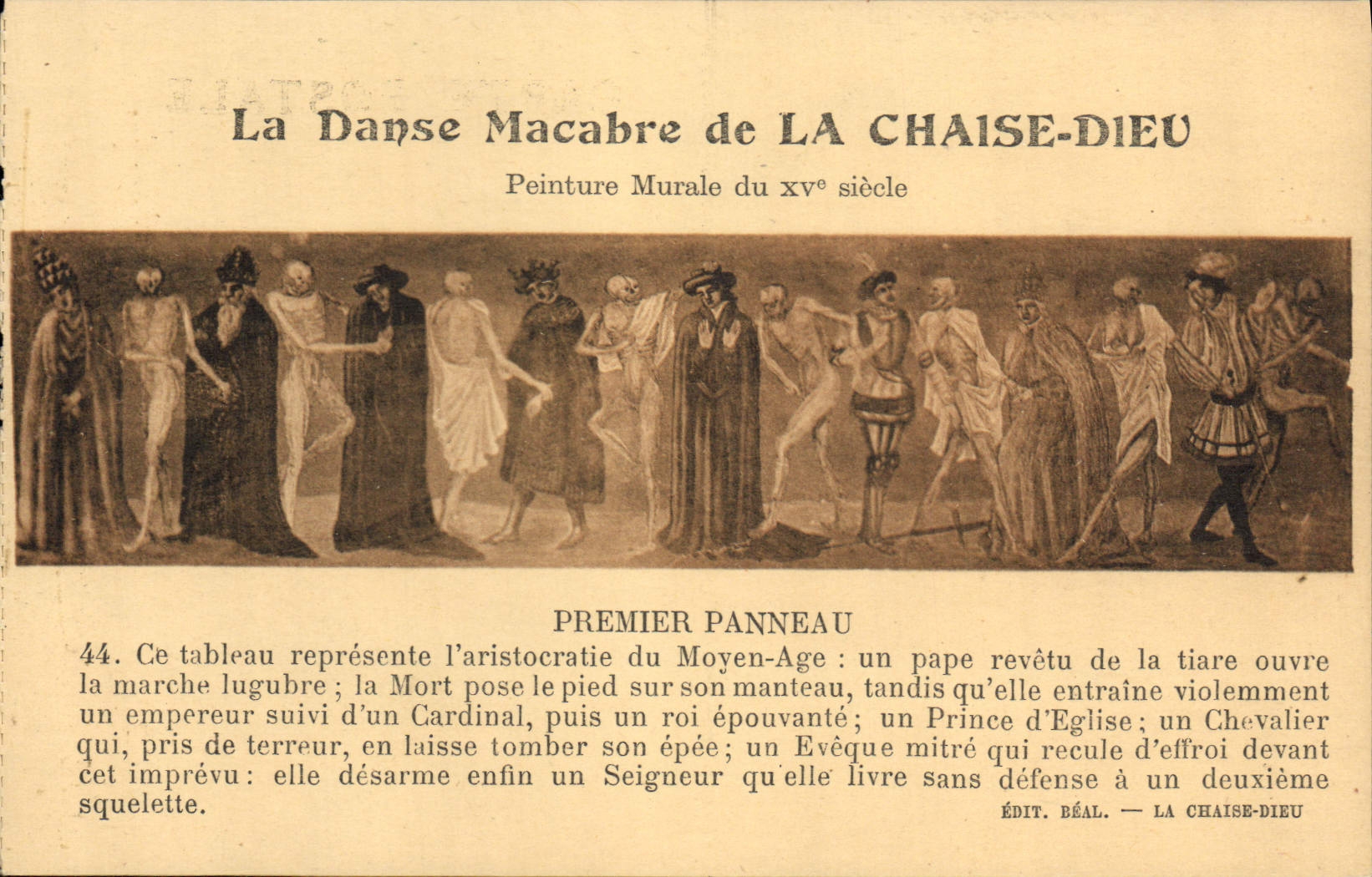 VINTAGE POSTCARD the Chair God Dances macabre First panel