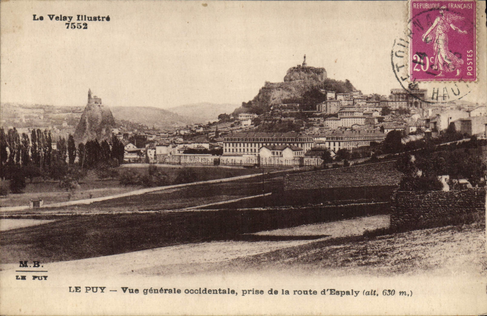 VINTAGE POSTCARD Puy View Taken of the Road of Espaly
