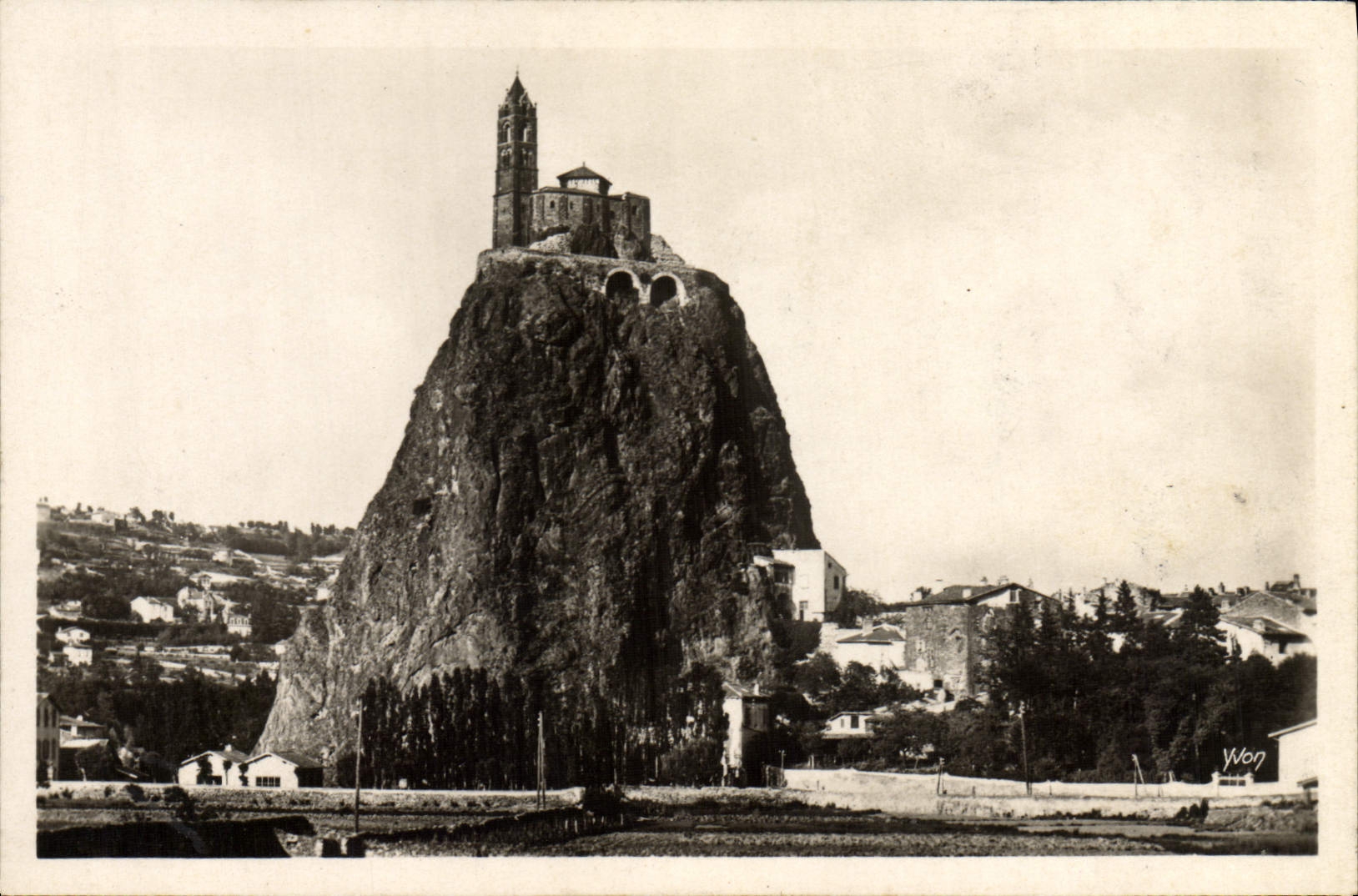 VINTAGE POSTCARD Puy La Chapelle and the Rock St Michel d' Aiguilhe