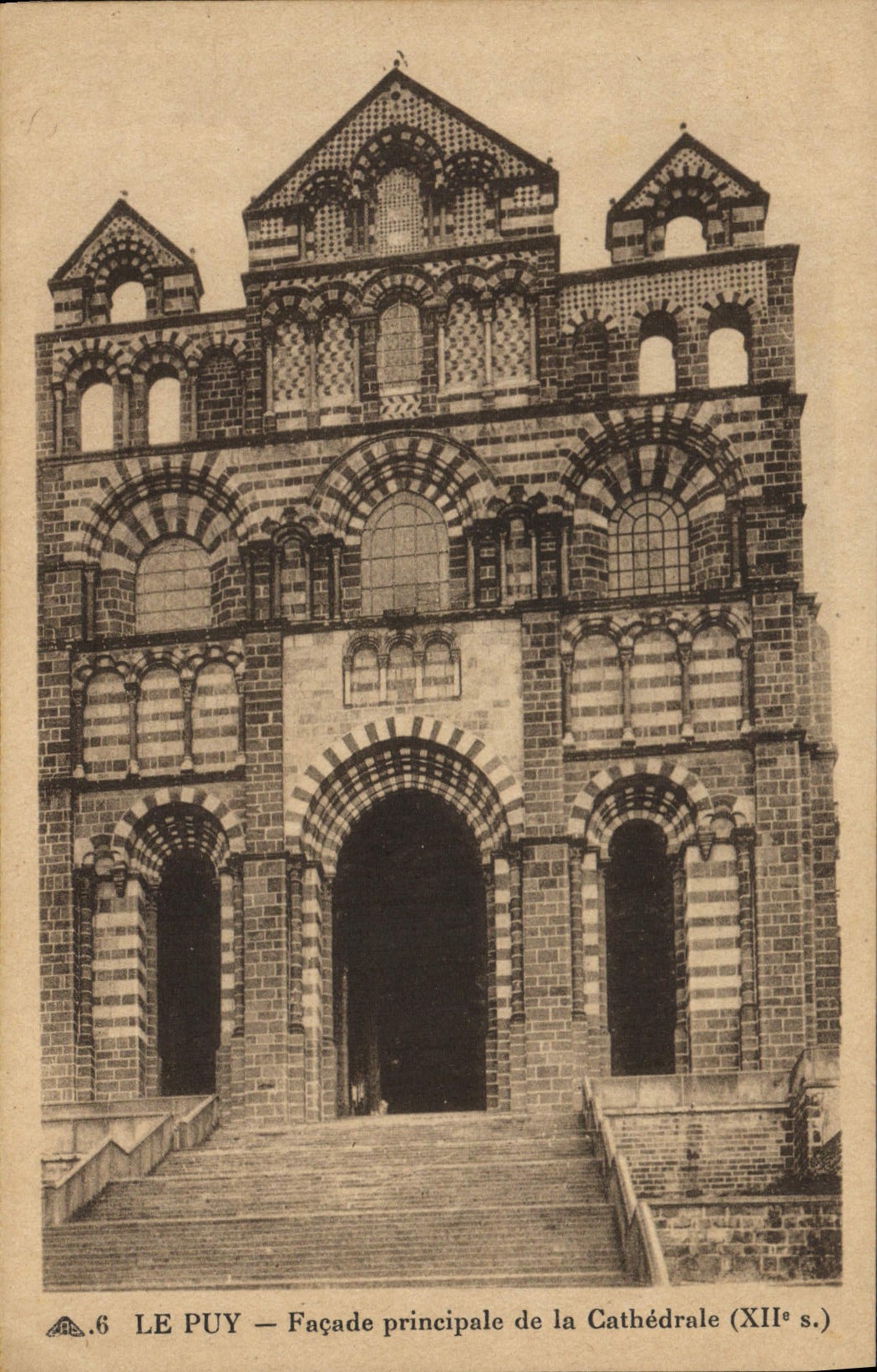 VINTAGE POSTCARD Puy in Velay Principal Frontage of the Cathedral