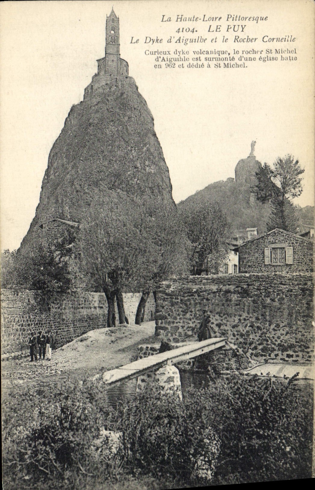 VINTAGE POSTCARD Puy in Velay the Dyke of Aiguilhe and the rock Crow