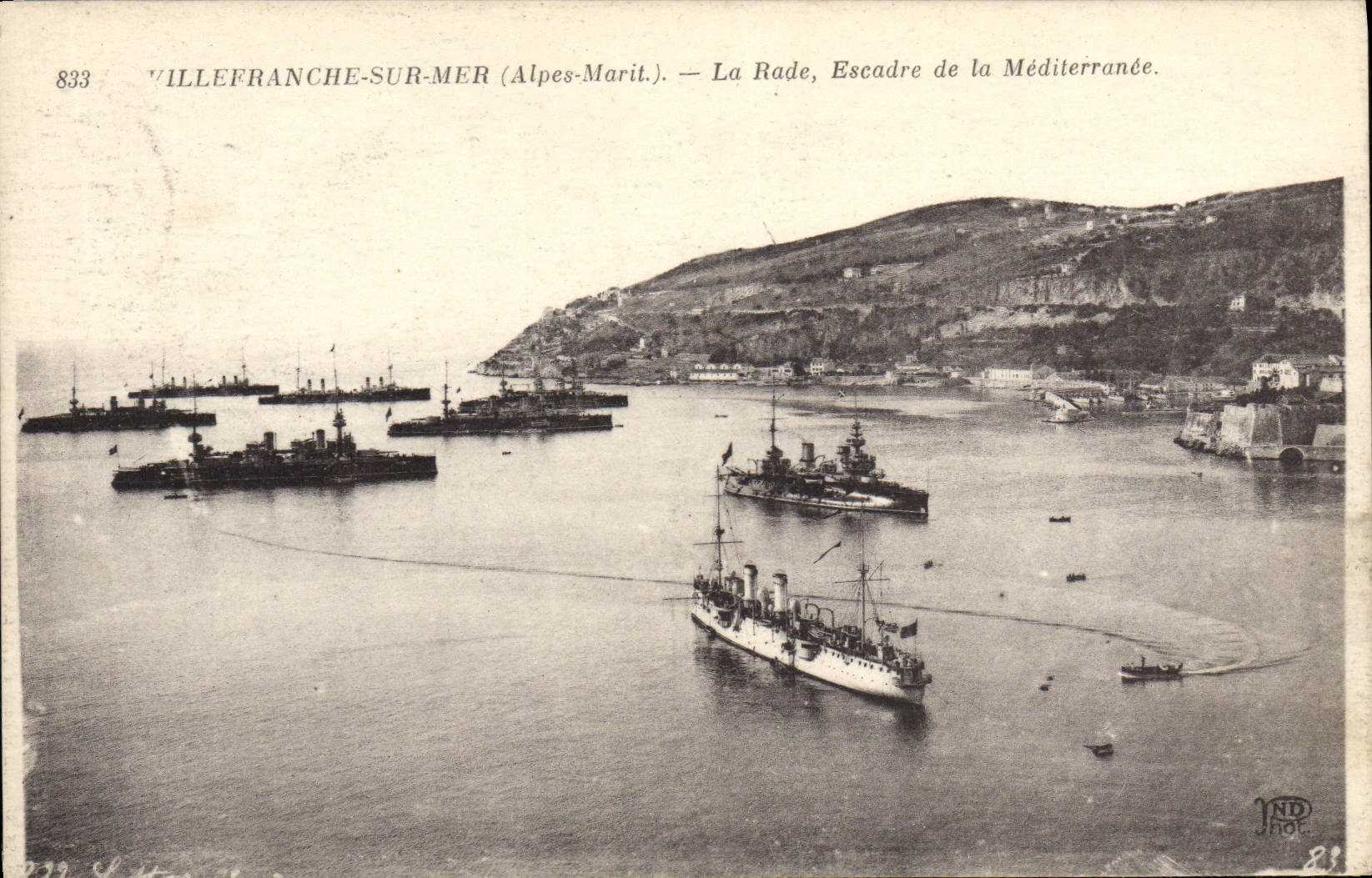 VINTAGE POSTCARD Villefranche On Sea Roads the roads Squadron of the Mediterranean Boats