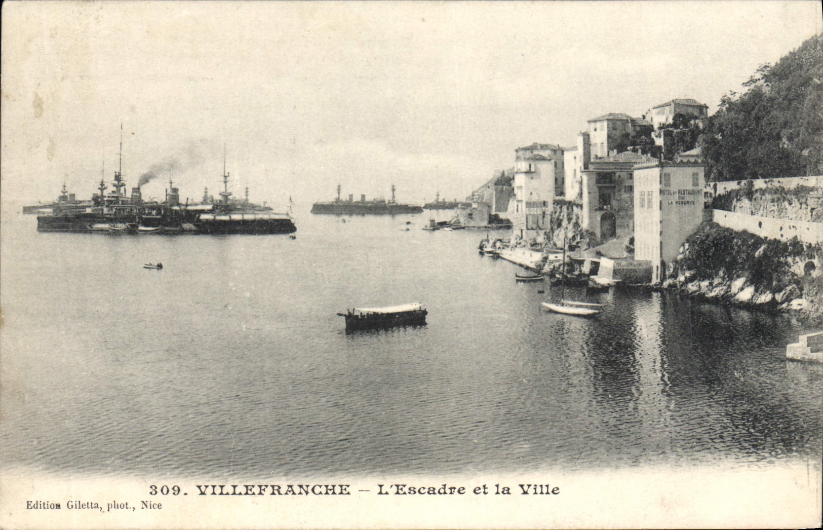 VINTAGE POSTCARD Villefranche On Sea the Squadron and the Boats City
