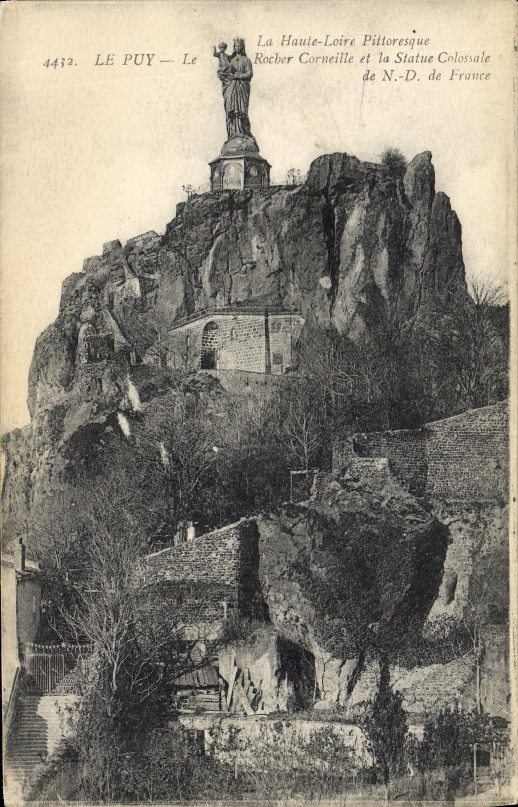 VINTAGE POSTCARD Puy the Rock Crow and the Statue Crow