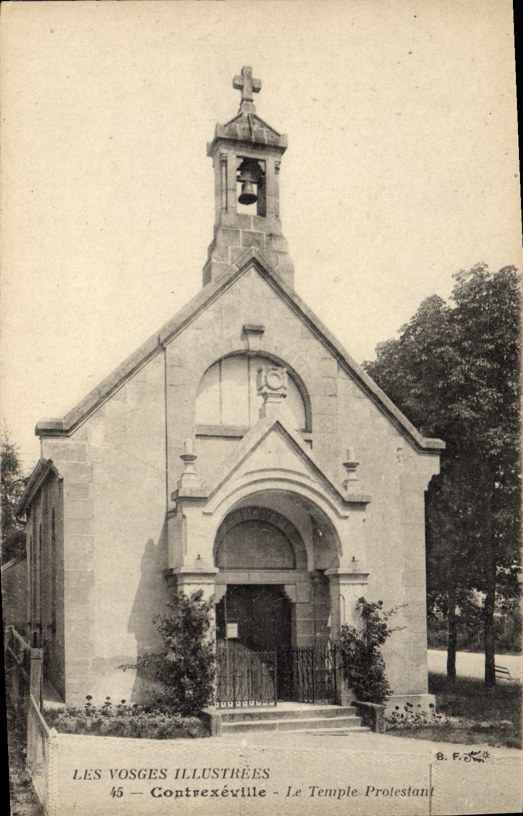 Templo del Protestant de Contrexeville de la POSTAL de la VENDIMIA