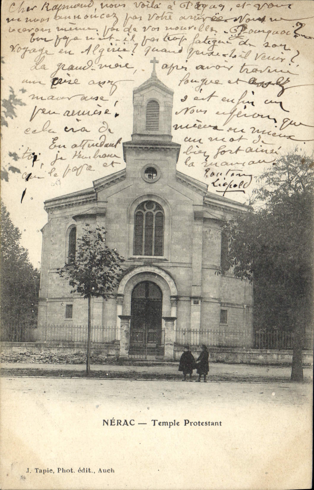 Templo del Protestant de Nerac de la POSTAL de la VENDIMIA