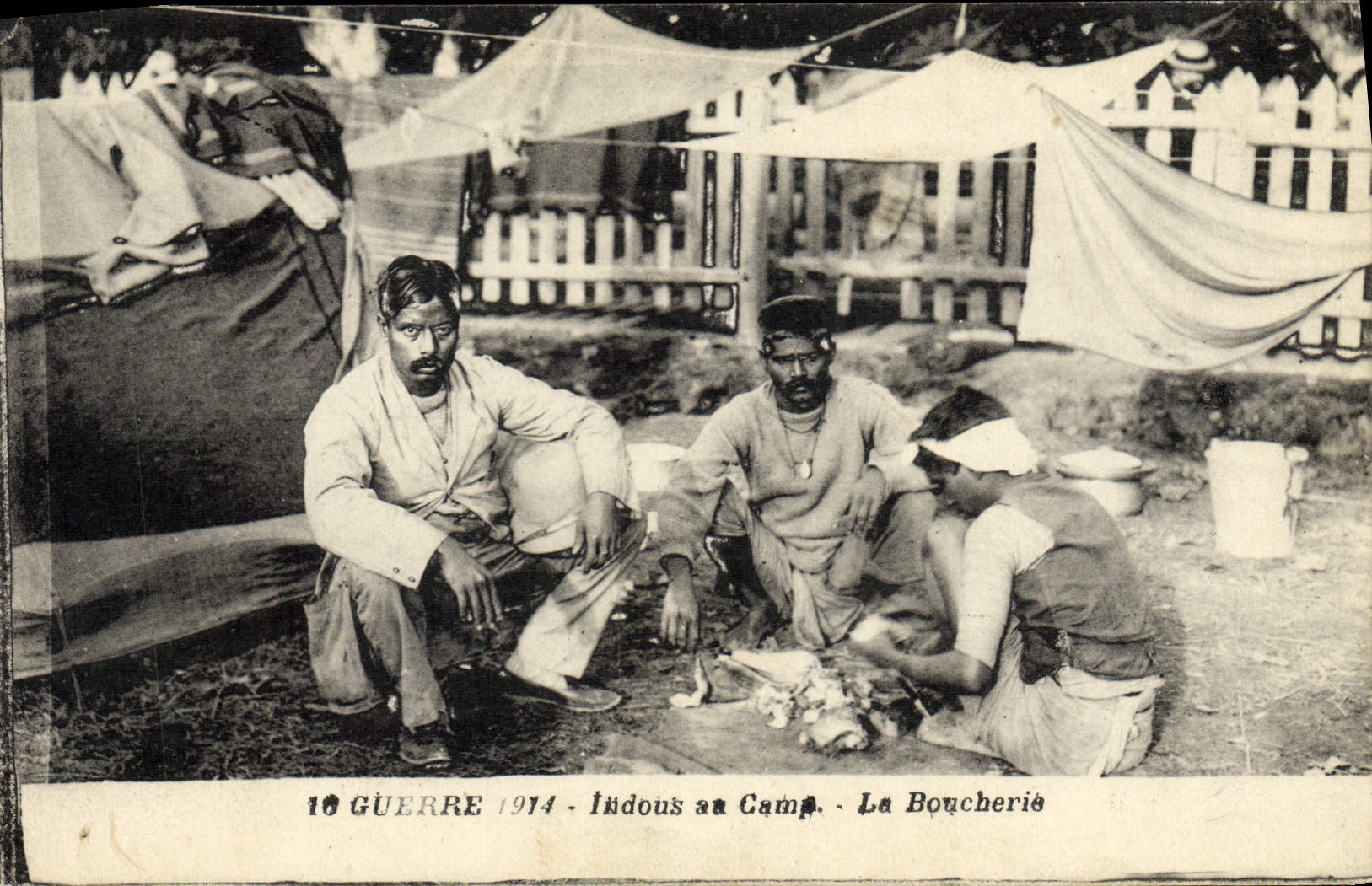 VINTAGE POSTCARD Militaria Hindus with the camp butchery