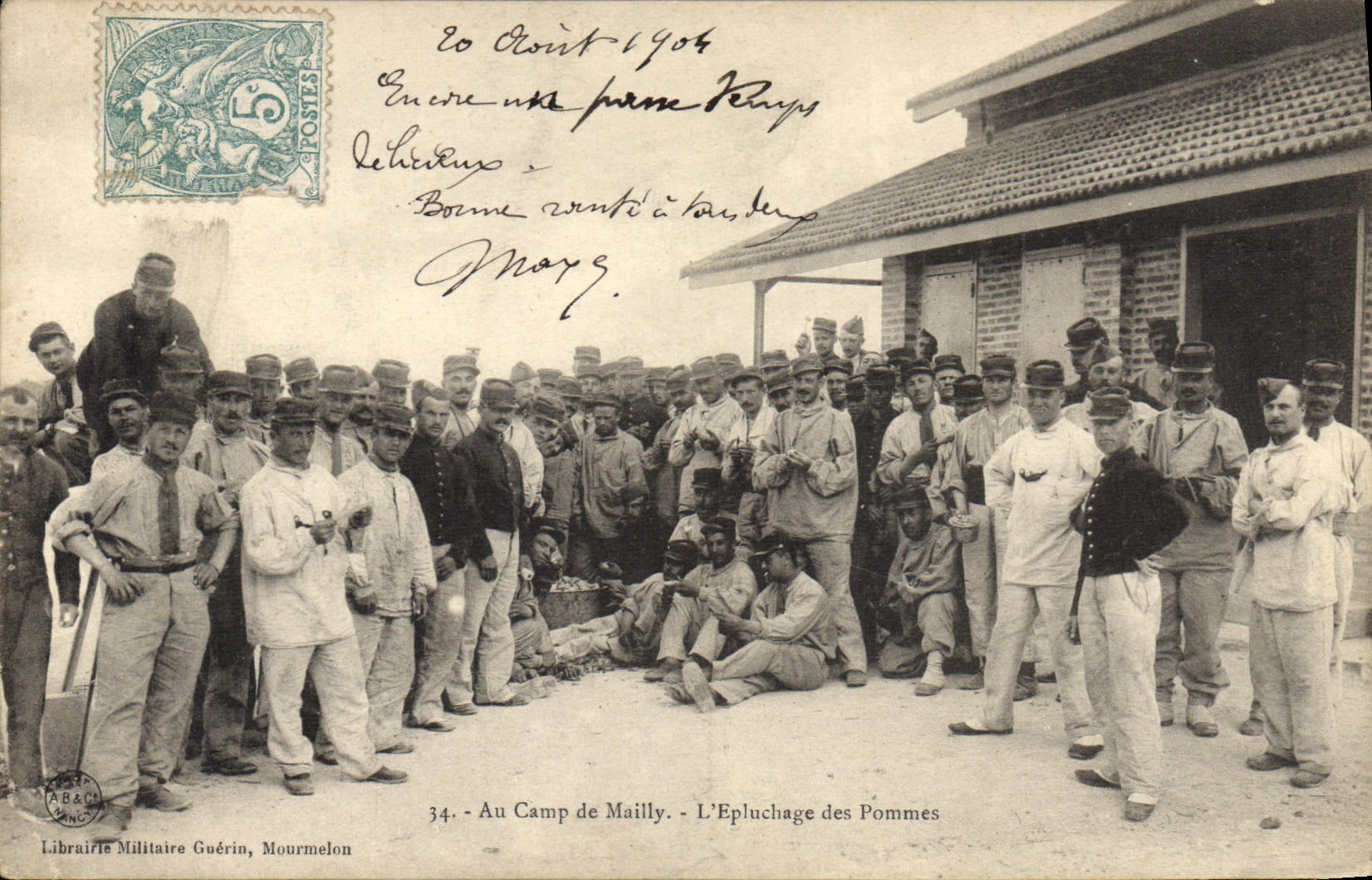 CPA Militaria Au camp de Mailly Epluchage des pommes
