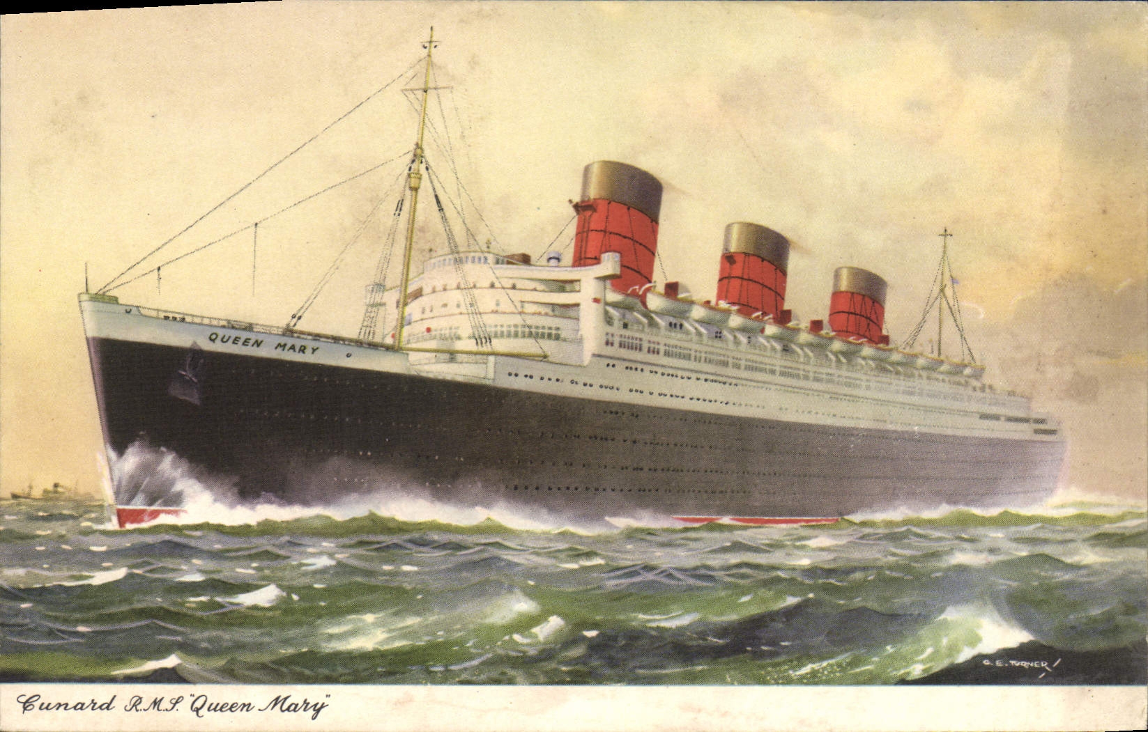 VINTAGE POSTCARD Boat Steamer Cunard Queen mary