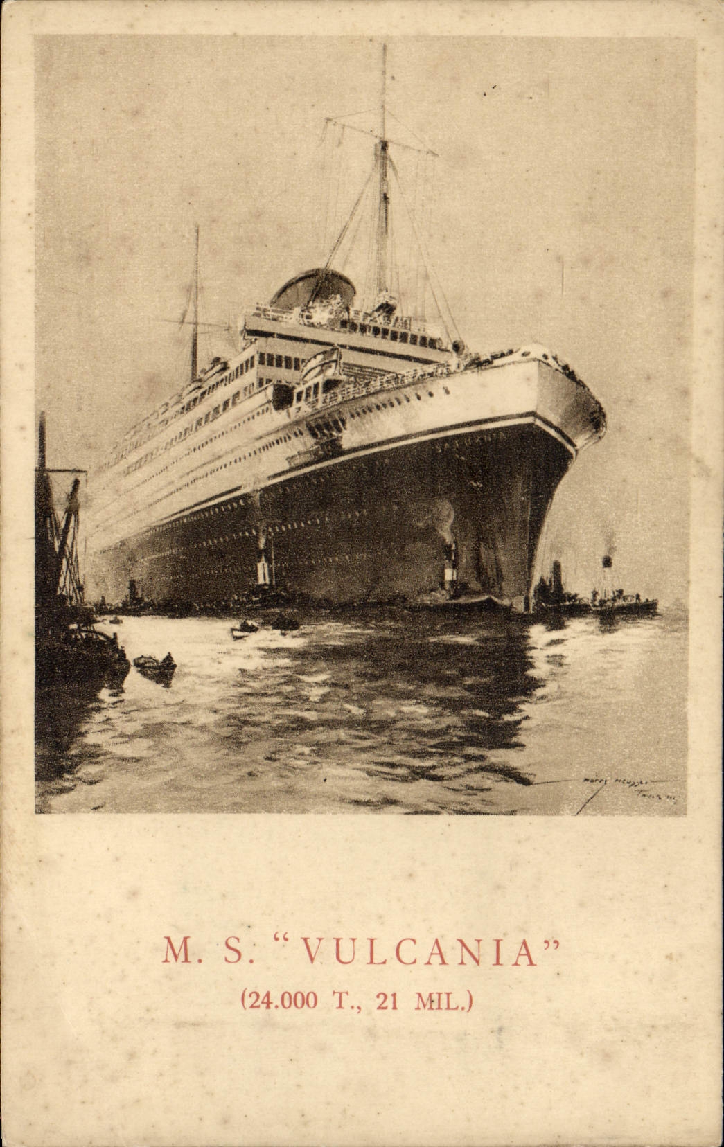 CPA Bateau Paquebot Ms Vulcania Trieste