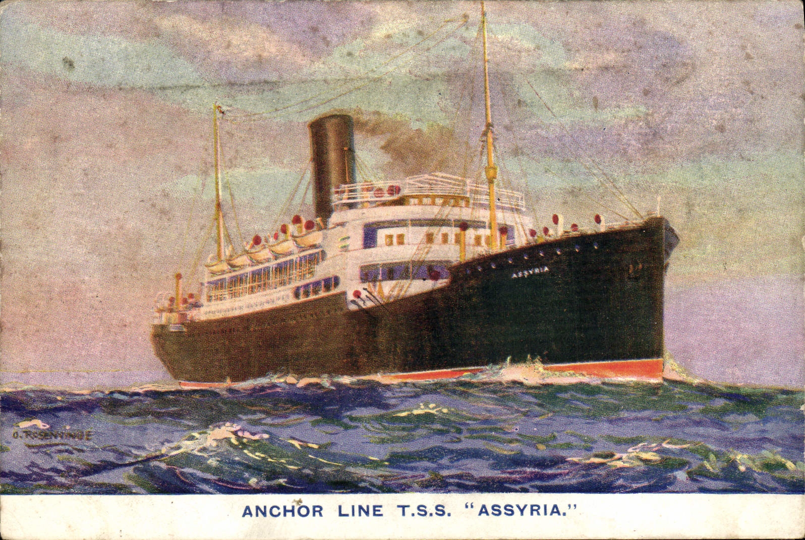 CPA Bateau Paquebot Anchor Line TSS Assyria