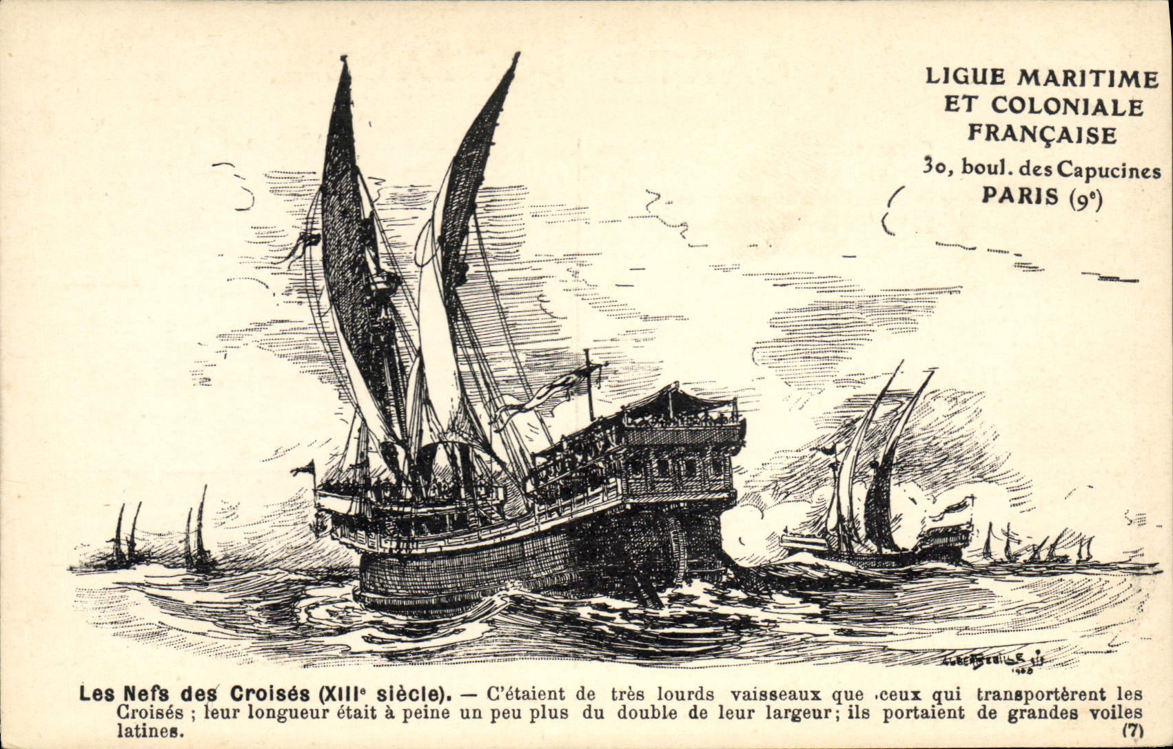 VINTAGE POSTCARD Sailing Bateau the naves of cross Sebille