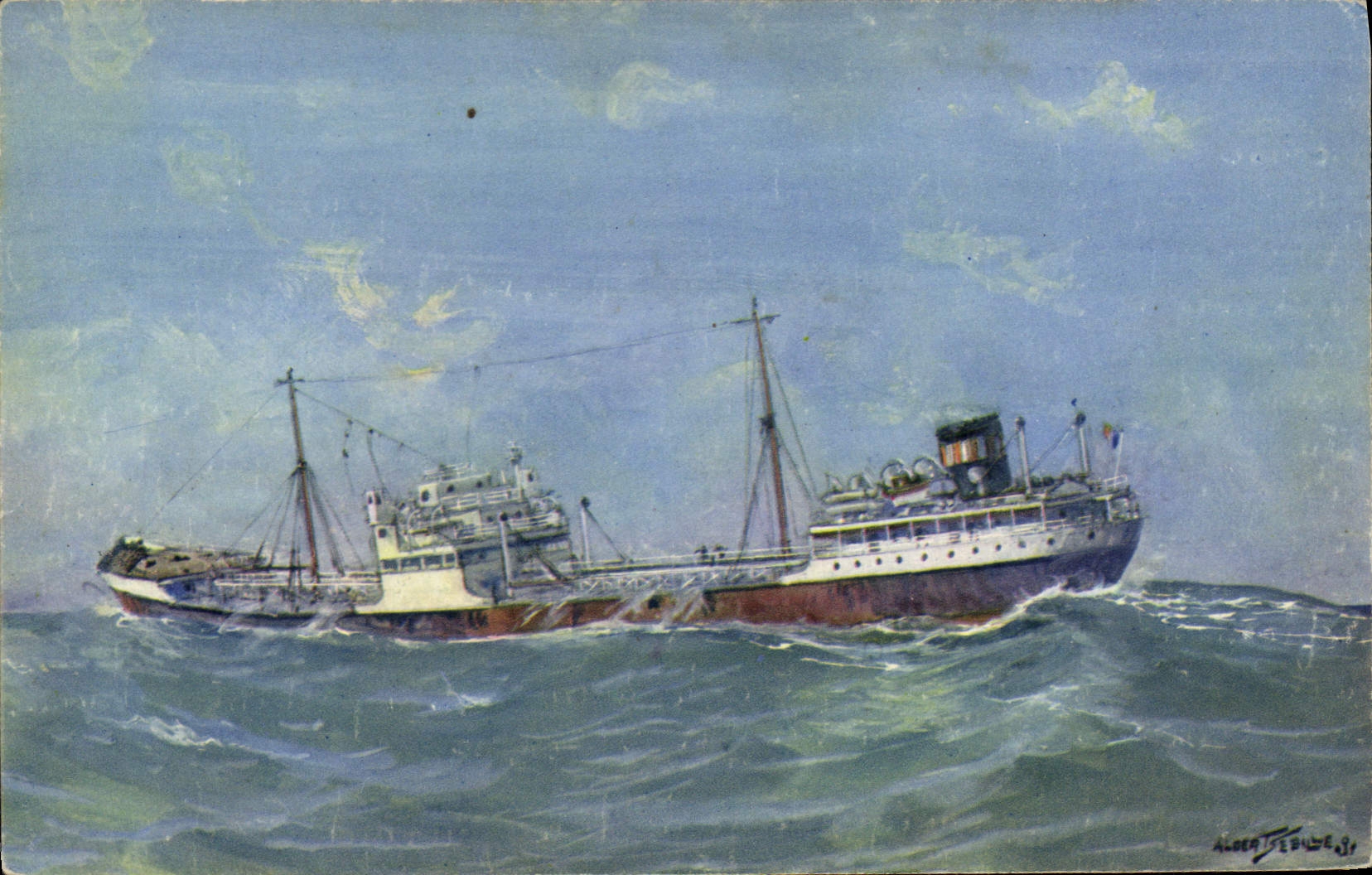 VINTAGE POSTCARD Oil Boat