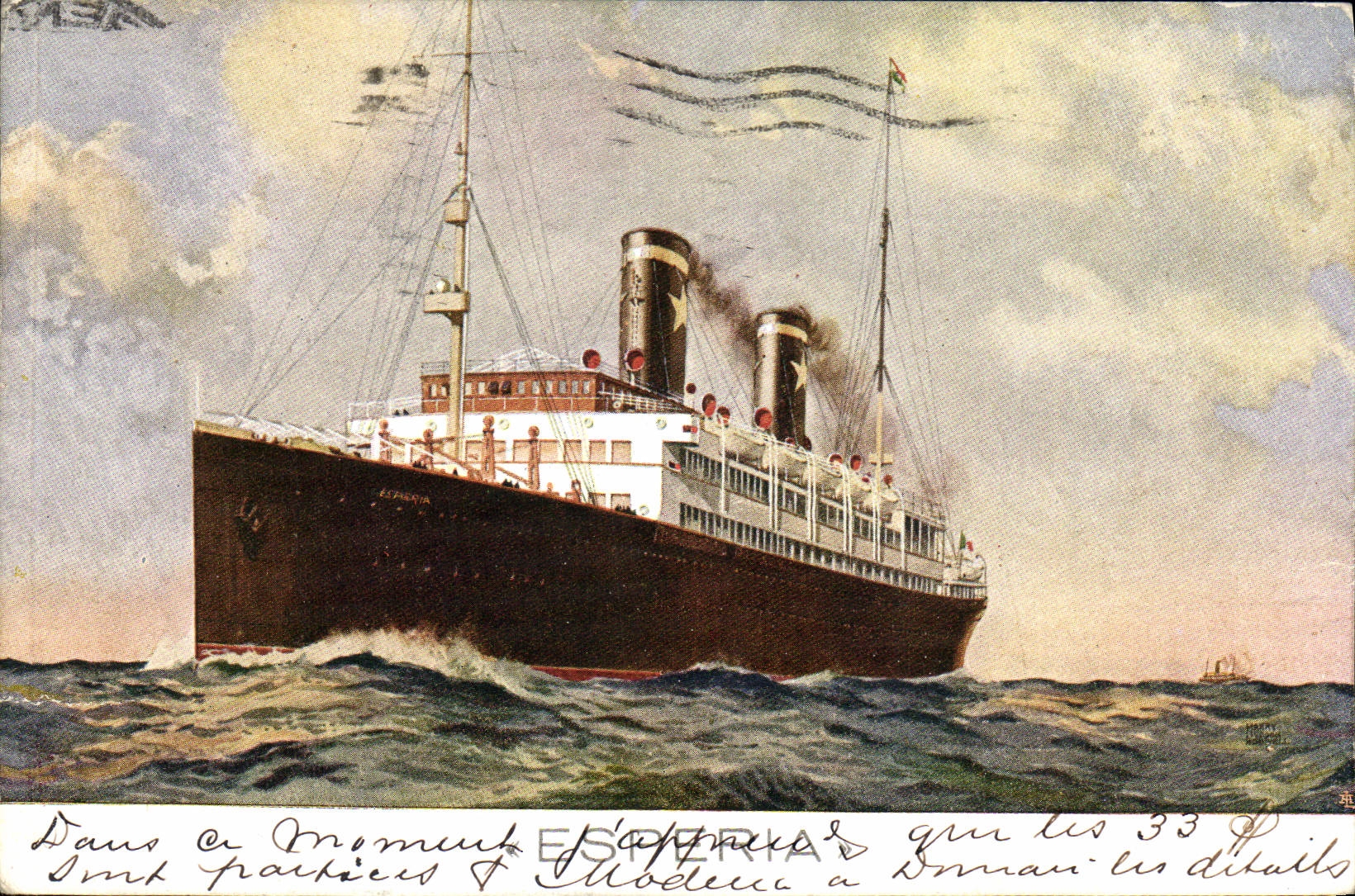 VINTAGE POSTCARD Boat Esperia Steamer