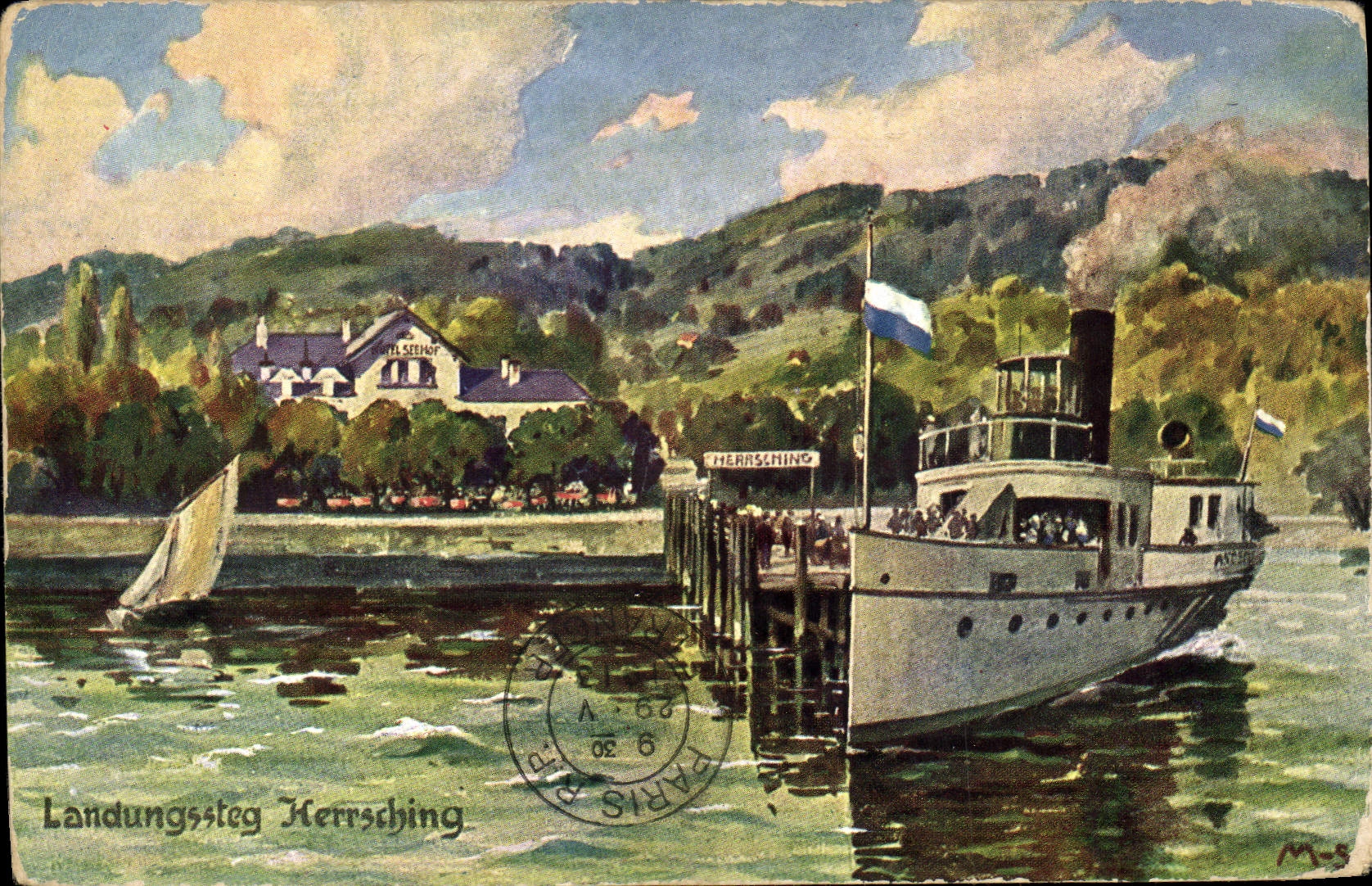 VINTAGE POSTCARD Herrsching Boat