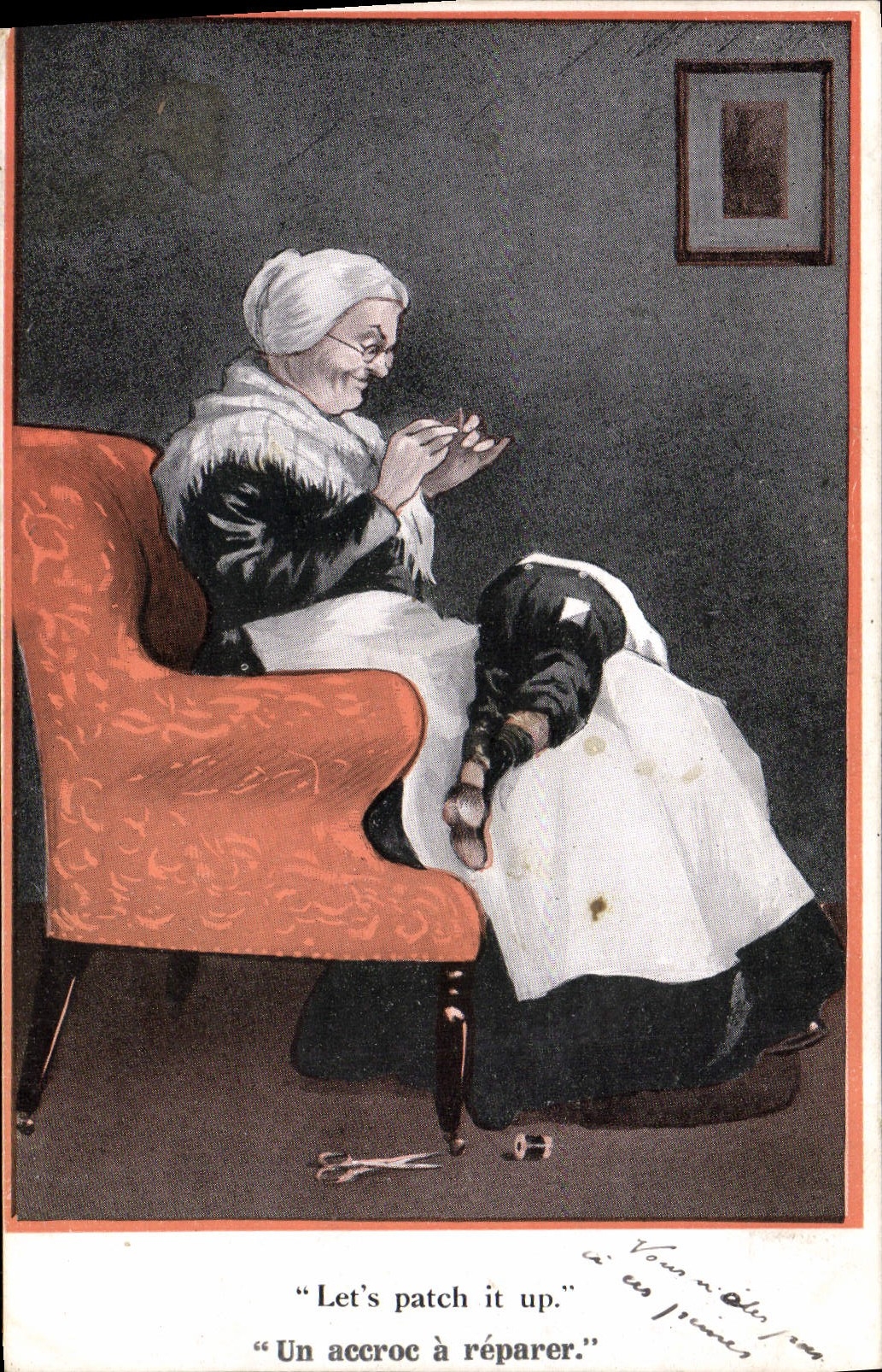 CPA Fantaisie Illustrateur Femme Grand mere 