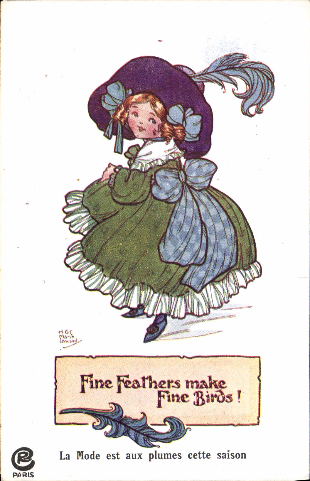 CPA Fantaisie Illustrateur Enfant La mode est aux plumes cette saison