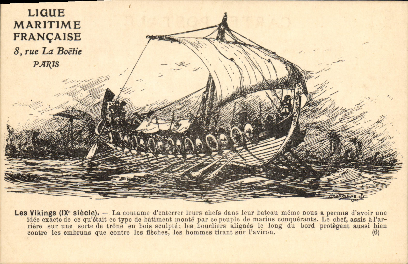 VINTAGE POSTCARD Sailing Boat the Vikings Wooden bowl