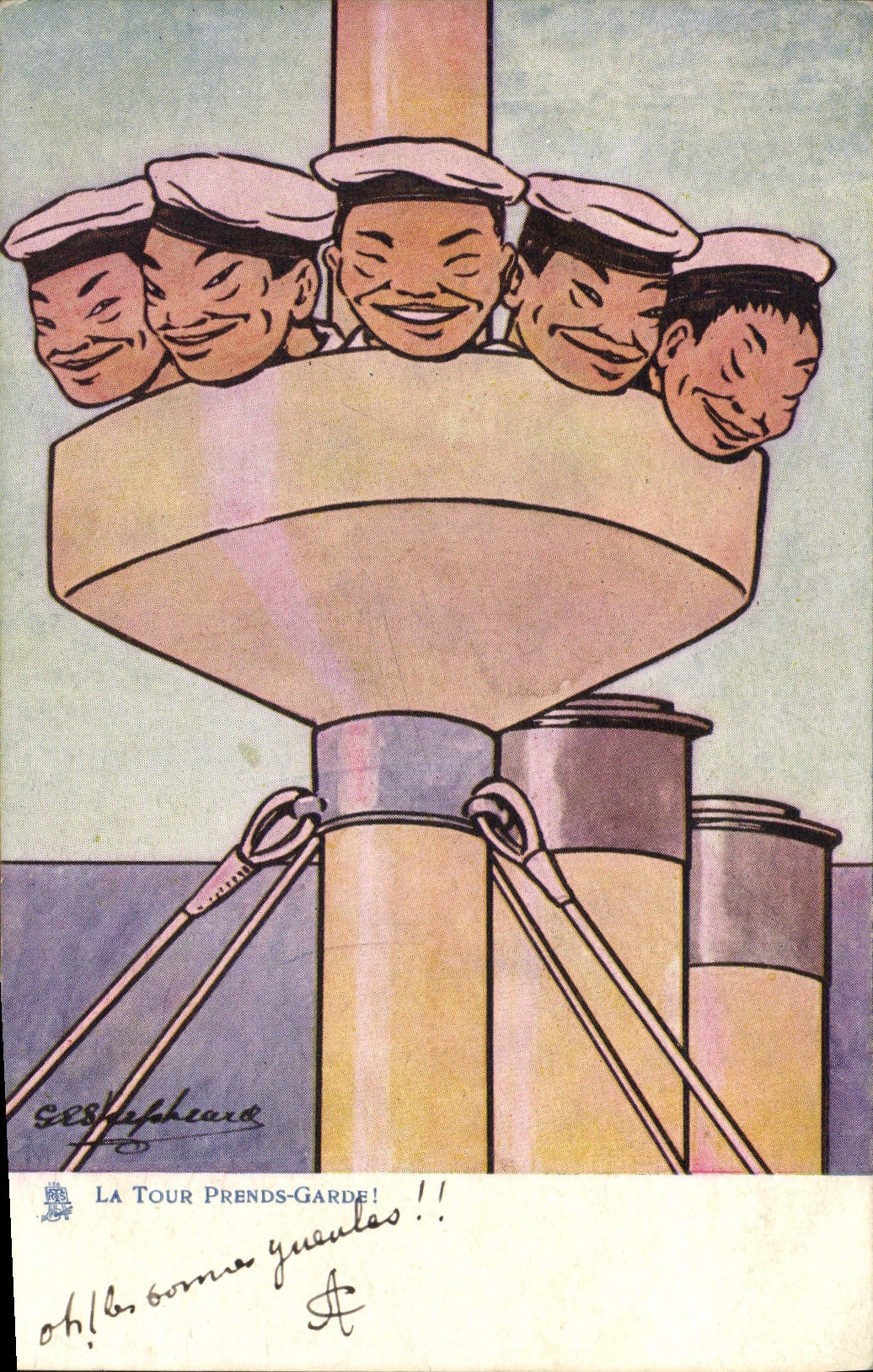 VINTAGE POSTCARD Illustrateur Shapleaca the tower Take Marins guard