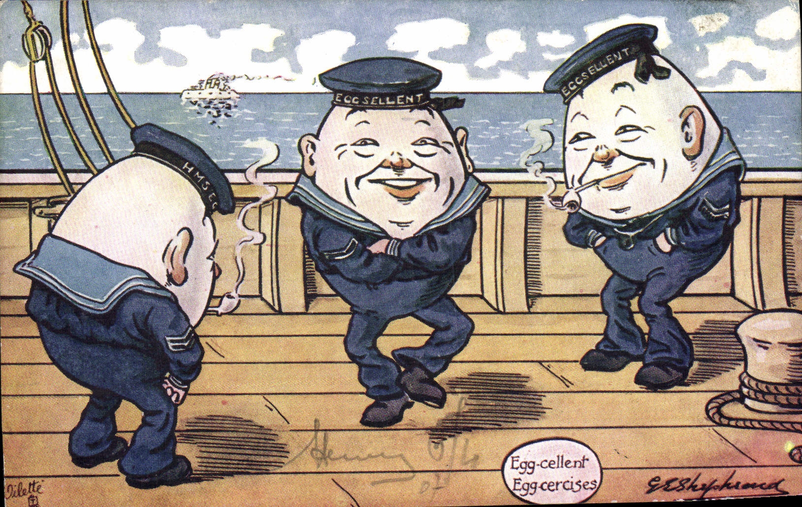 VINTAGE POSTCARD Illustrator Shapleaca egg Marine Eggs TOP