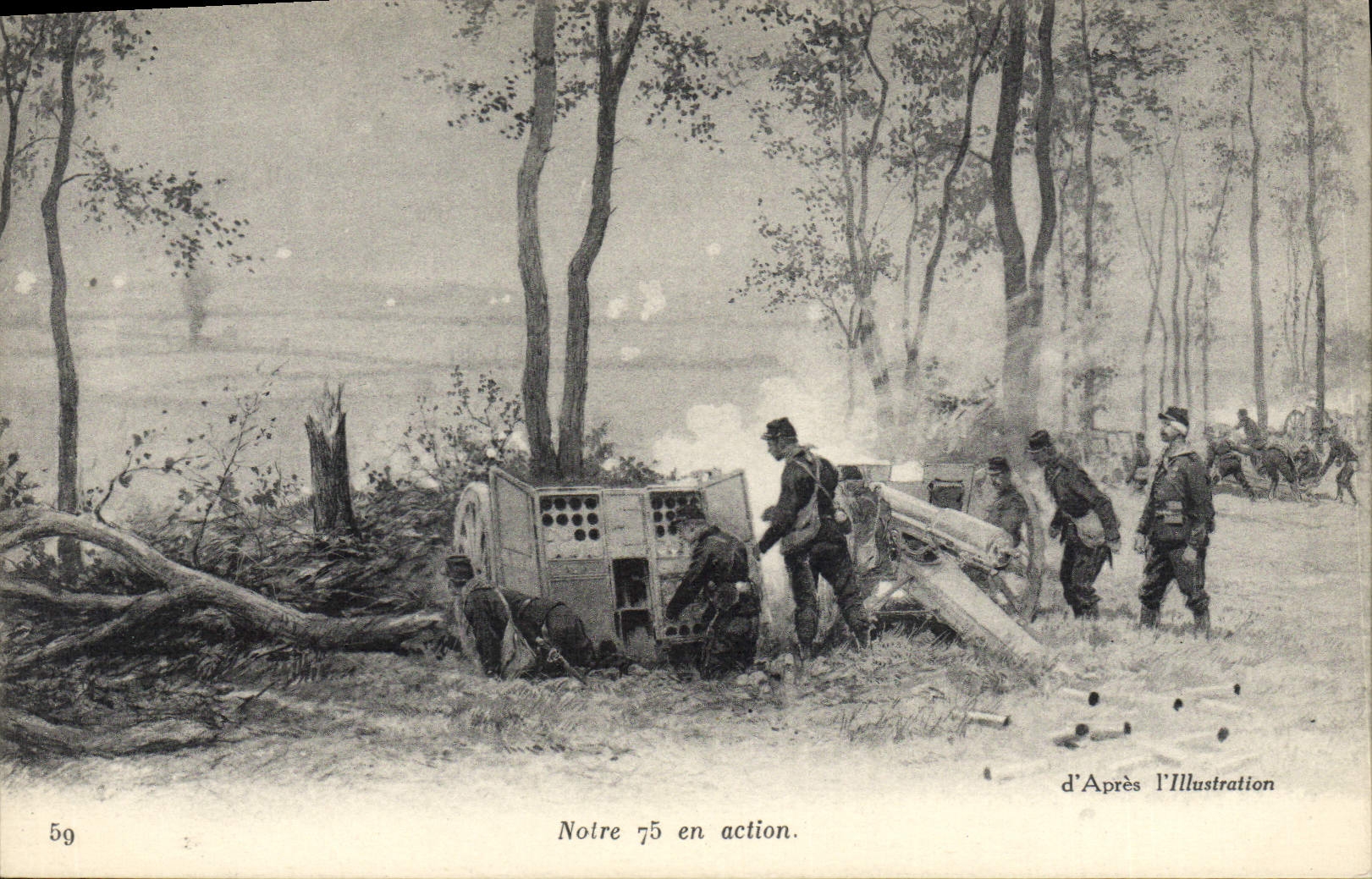 CPA Militaria Canon Notre 75 en action