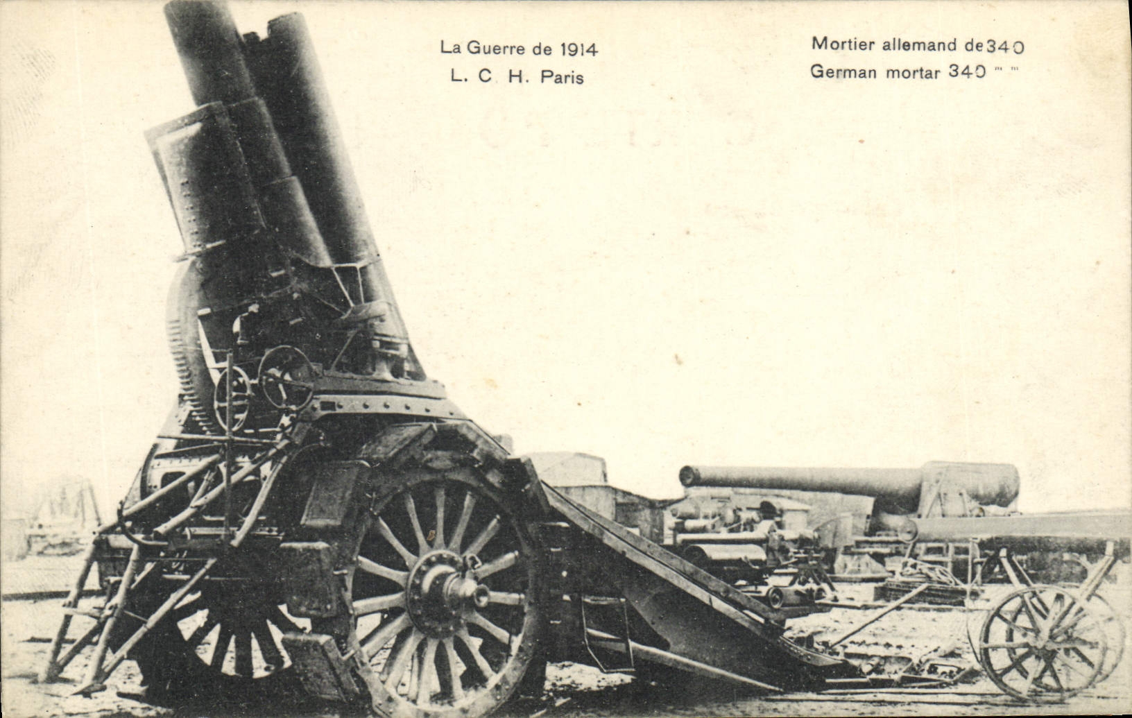 CPA Militaria Mortier allemand de 340 canon