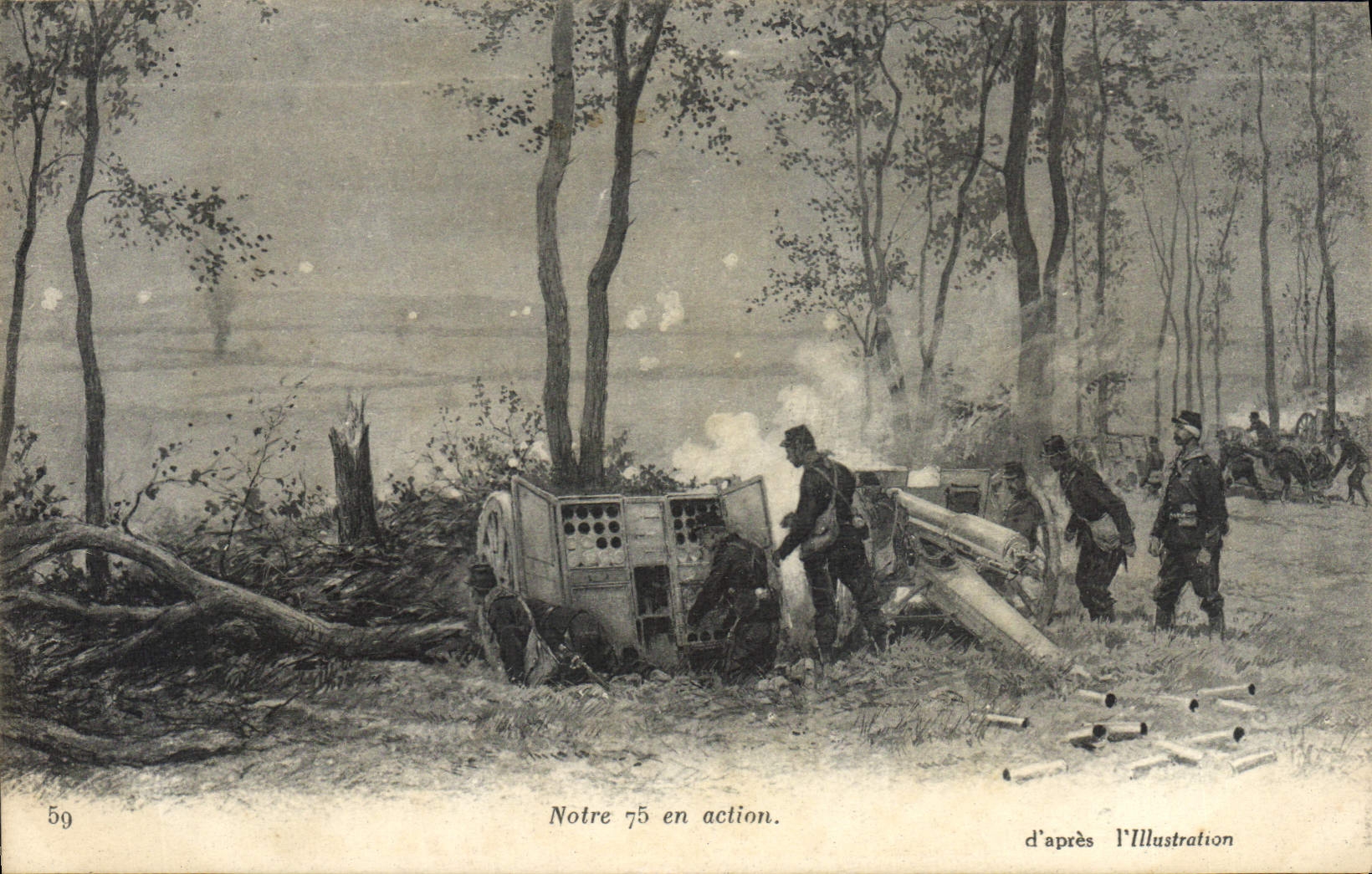 CPA Militaria Canon Notre 75 en action