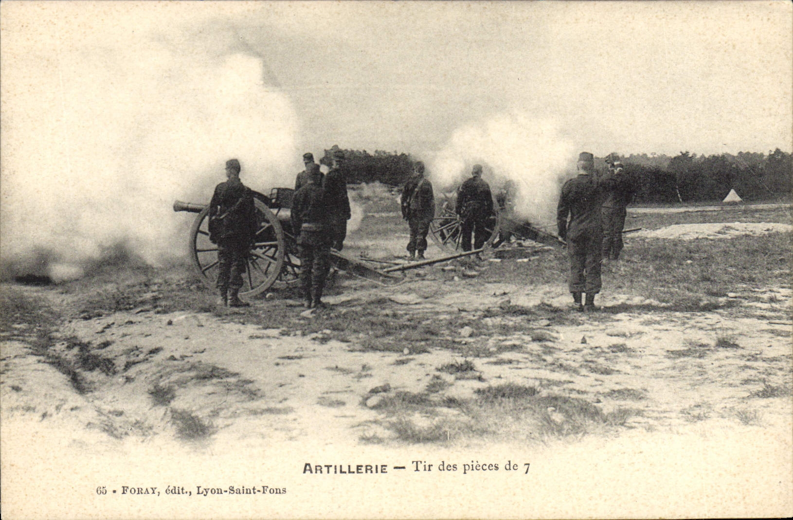 VINTAGE POSTCARD Militaria Artillery Shooting of the parts of 7