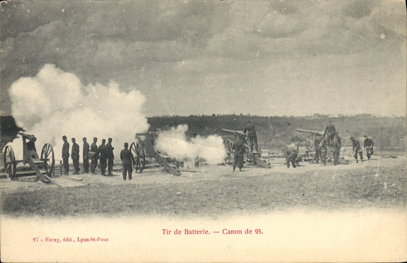 VINTAGE POSTCARD Militaria Shooting of Canon battery of 95