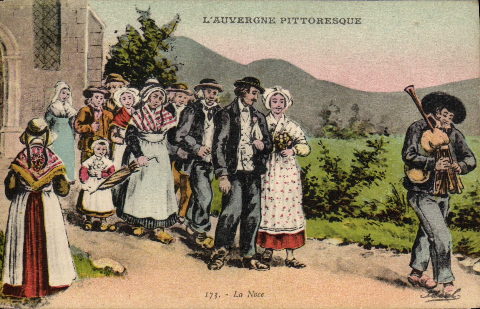 CPA Folklore Auvergne La dnoce