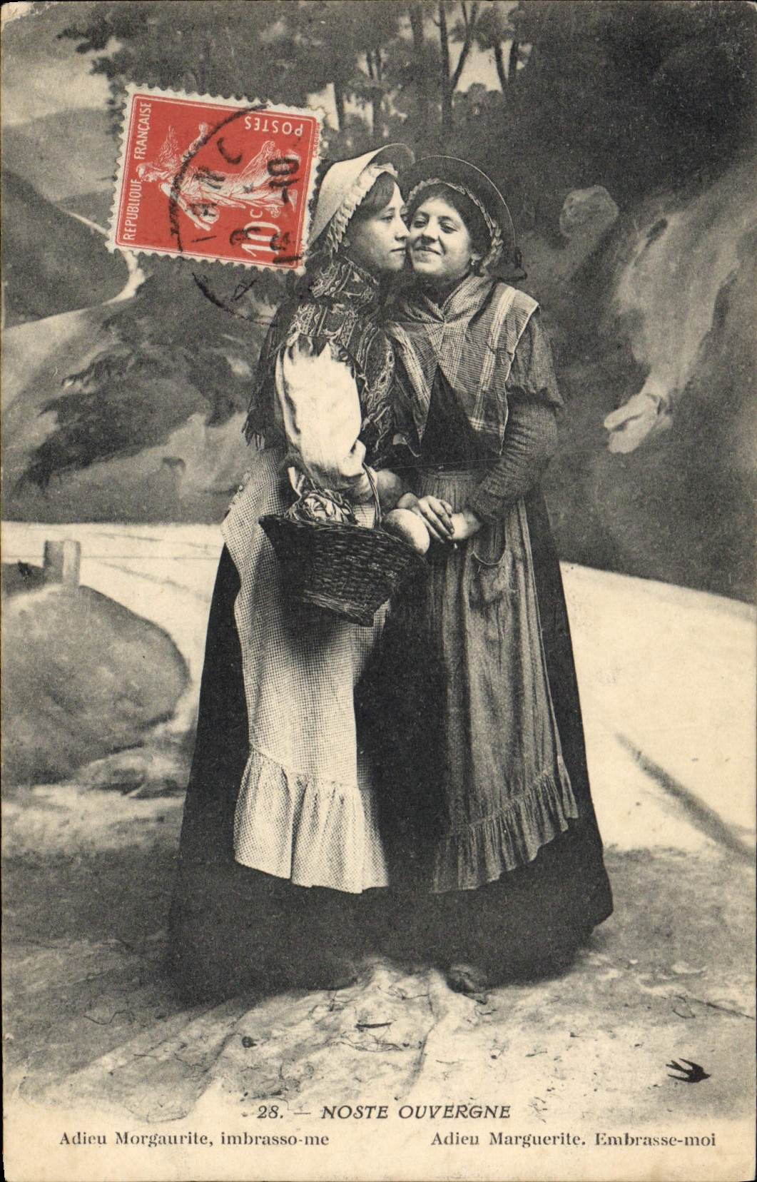 CPA Folklore Notre ouvergne Adieu Marguerite 