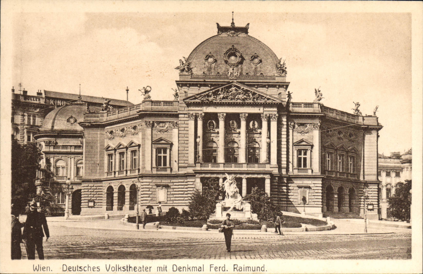 CPA Theatre Wien Deutsches Volkstheater mit denkmal Ferd Raimund