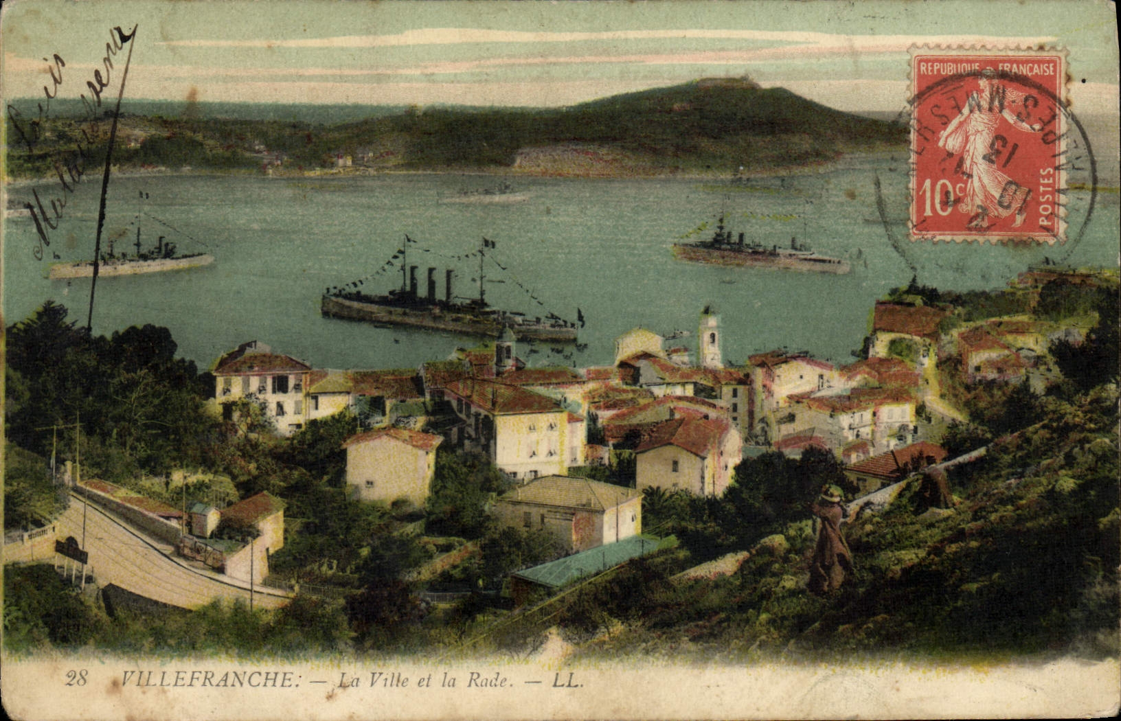 CPA Villefranche sur mer La ville et la rade Bateaux